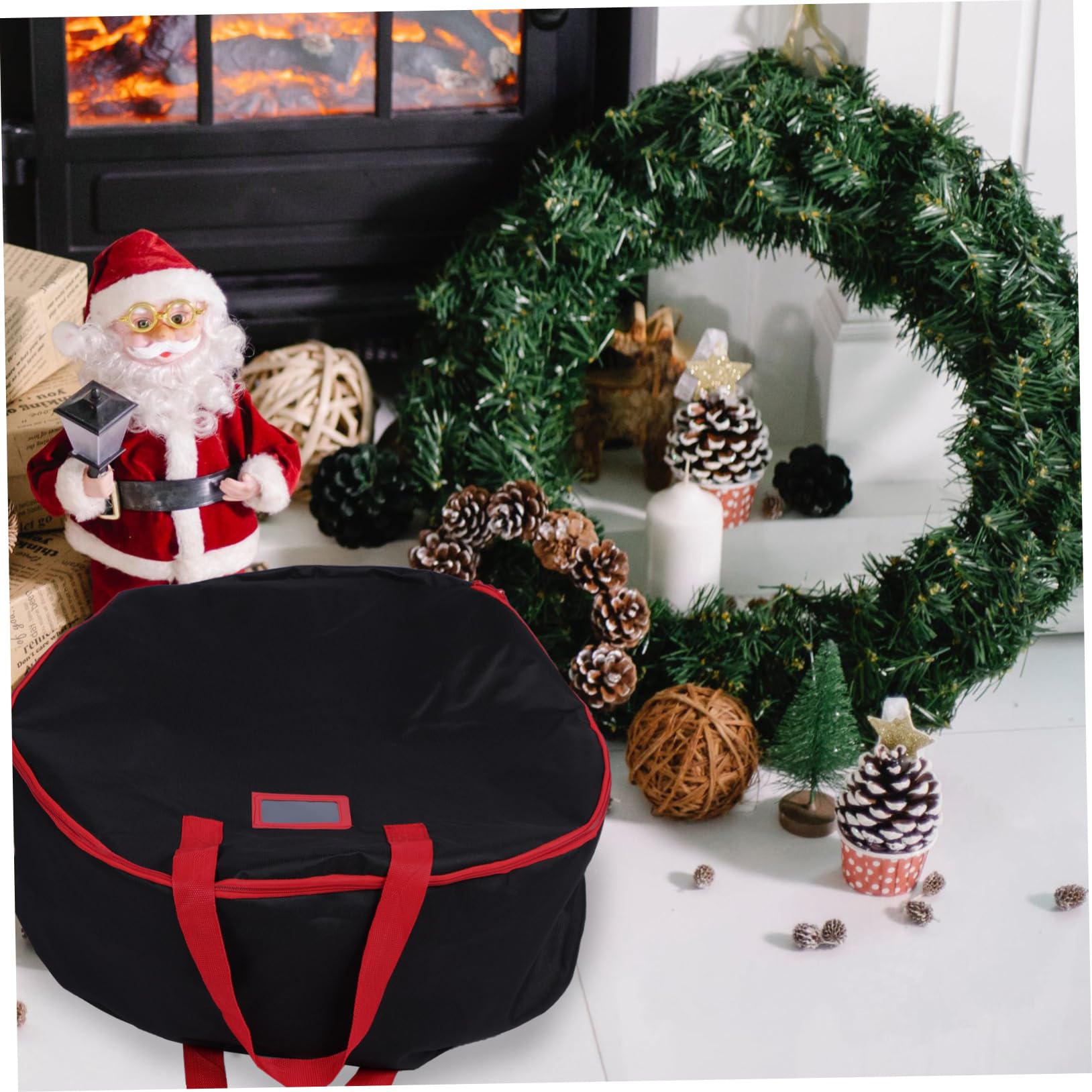 Levemolo 1pc Christmas Wreath Storage Bag Oxford Cloth for Holiday Decorations for Storing Wreaths and Garlands