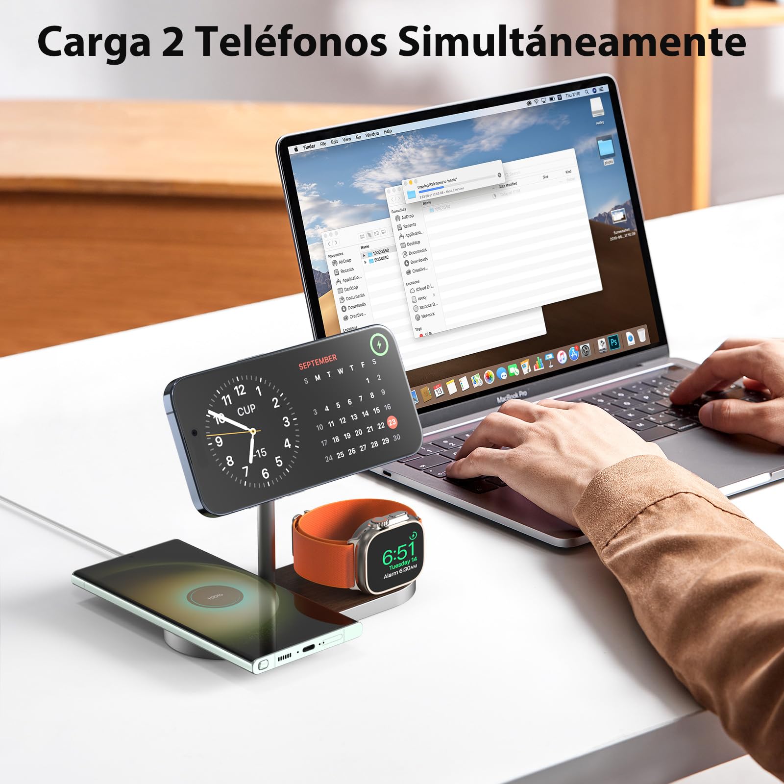 KU XIU Cargador 3 en 1 para Apple, Cargador Inalámbrico para iPhone, Apple Watch y mag-Safe Charger, Compatible con iPhone 17/16/15/14/13/12 Series, Apple Watch 9/8/7/6/SE/5/4, para AirPods 2/3/4Pro