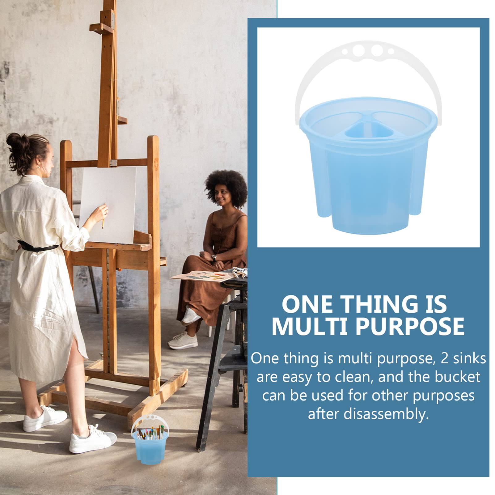 FAVOMOTO 2sets Plastic Painting Buckets Artist Brush Basins Brush Rinser for Clean Work 2pcs*2