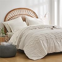 Vista 8 de Kakijumn - Juego de edredón copetudo gris tamaño King de 7 piezas en una bolsa, juego de edredón y sábanas estilo shabby chic bohemio, con textura