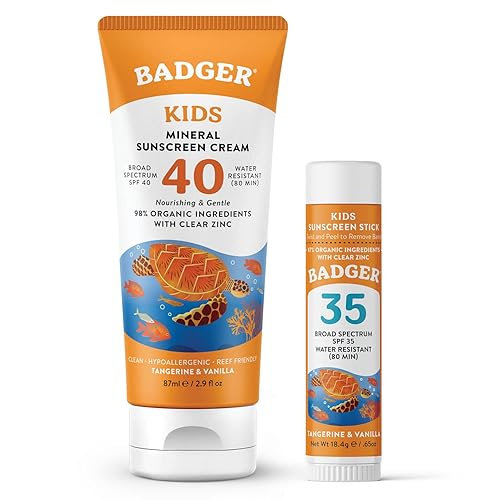 Badger Protector solar mineral SPF 40 para niños y SPF 35 protector solar mineral para niños, protector facial para niños Protector solar para