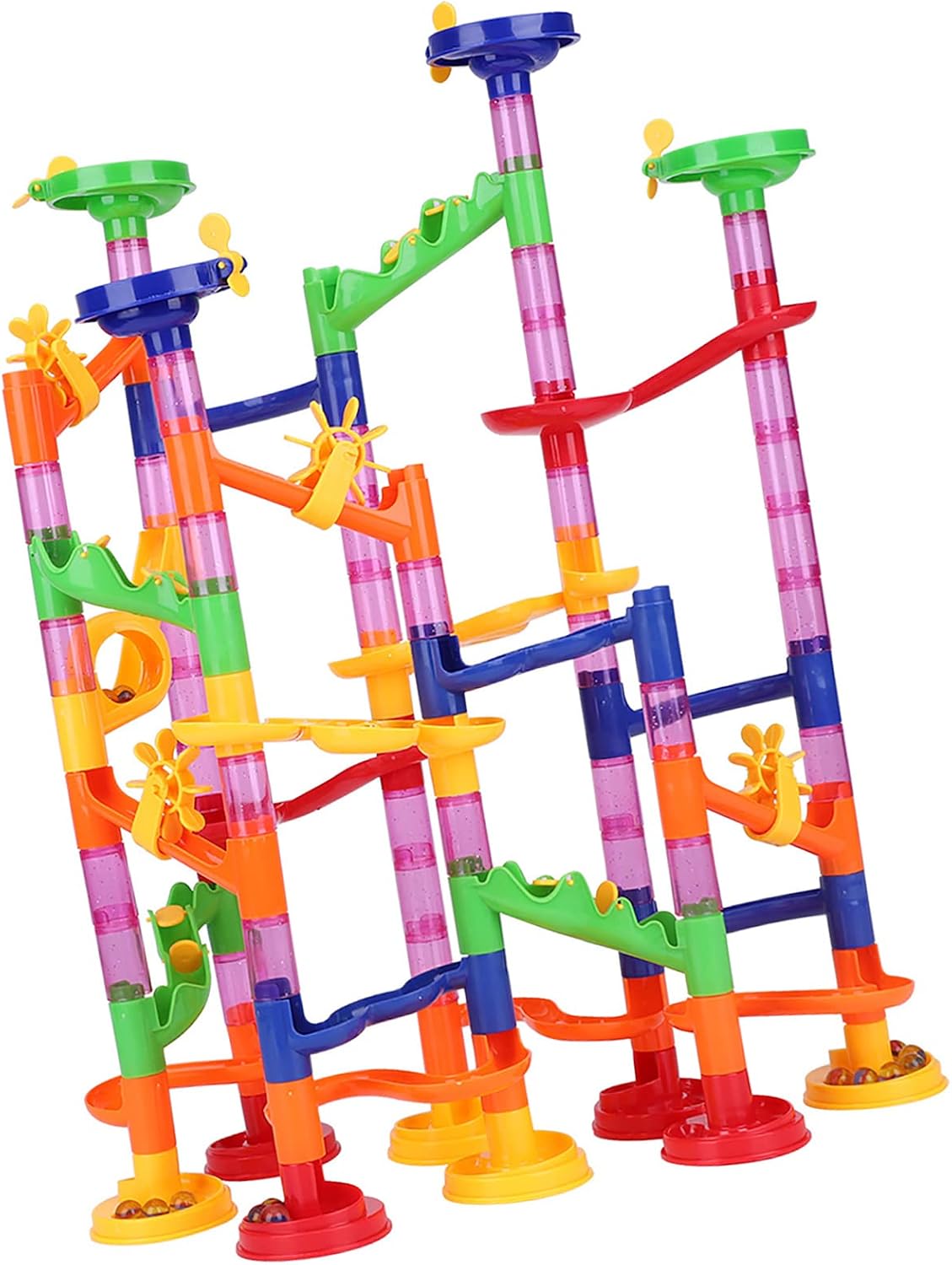 ZJchao Marble Game, Marble Track Marbles Game Marble Run Set Building Blocks Glass Marbles Kids Construction Building Blocks Toys for 3 Year Old Boys Christmas