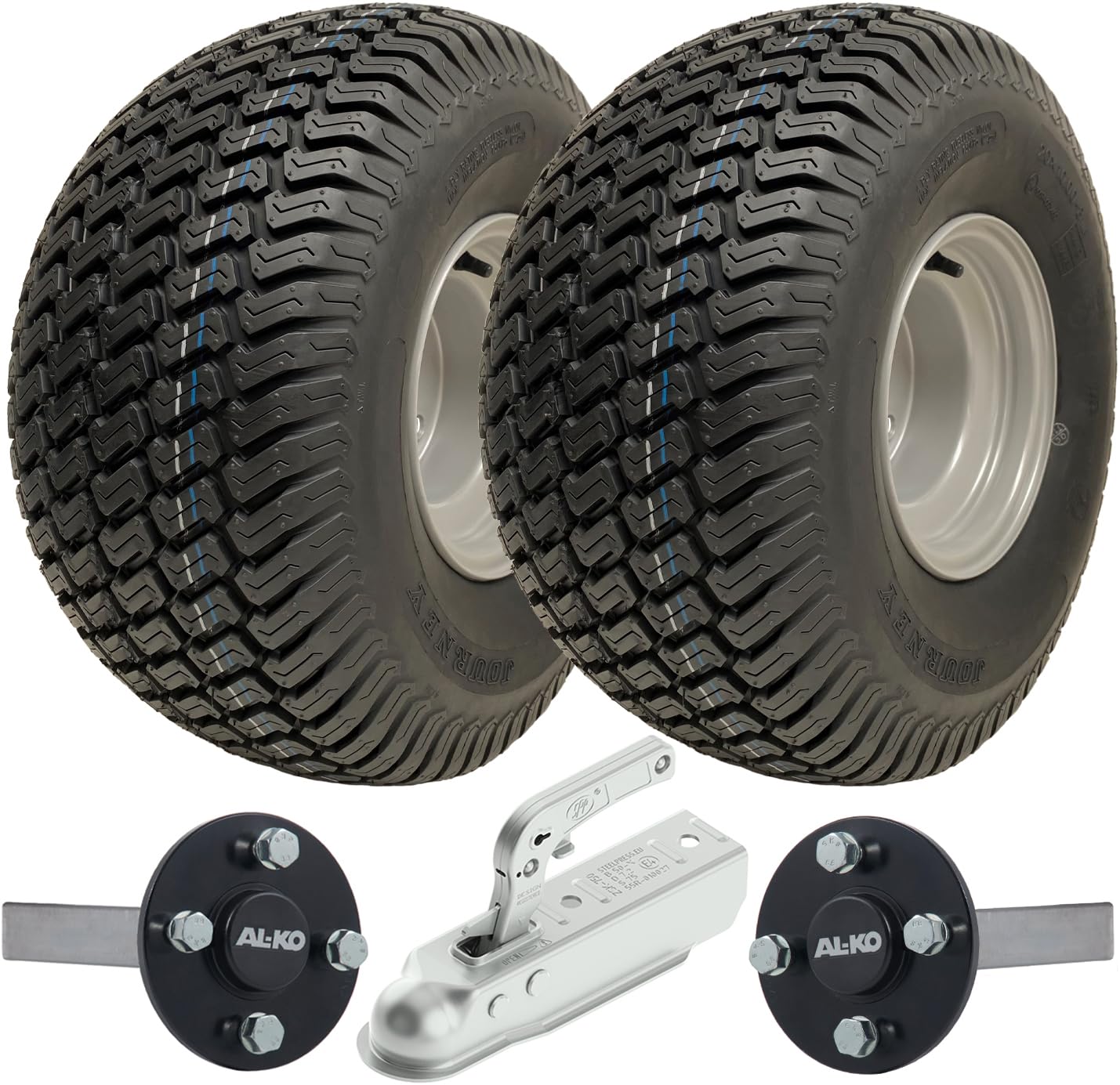 Kit de remorque pour Quad ATV 20x10.00-8 Roues P332 pour herbe Moyeux ALKO & Essieux courts Attelage 750 kg