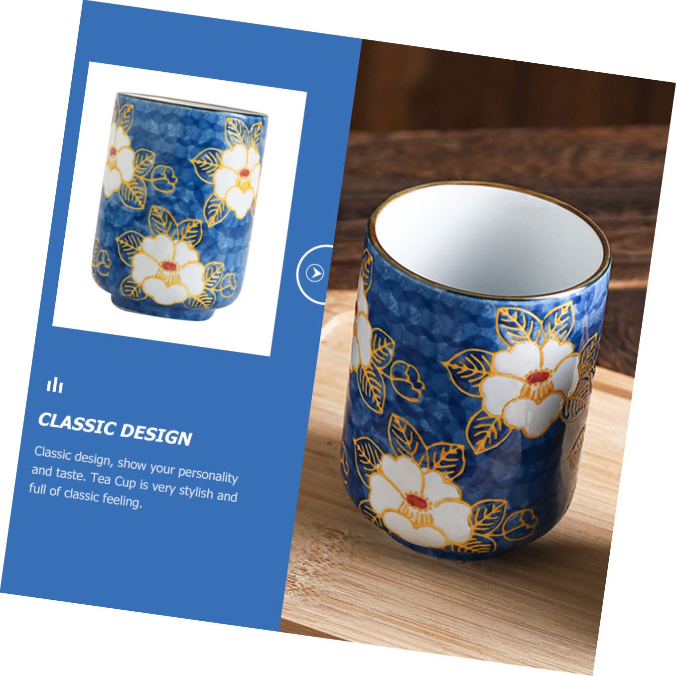 Tasse à saké traditionnelle, verres à vin en céramique, 4 pièces, verres à fleurs, tasses de maison, buvant du thé, bureau, motif floral en porcelaine, motif pratique, bol à saké Fu vintage en céramiq