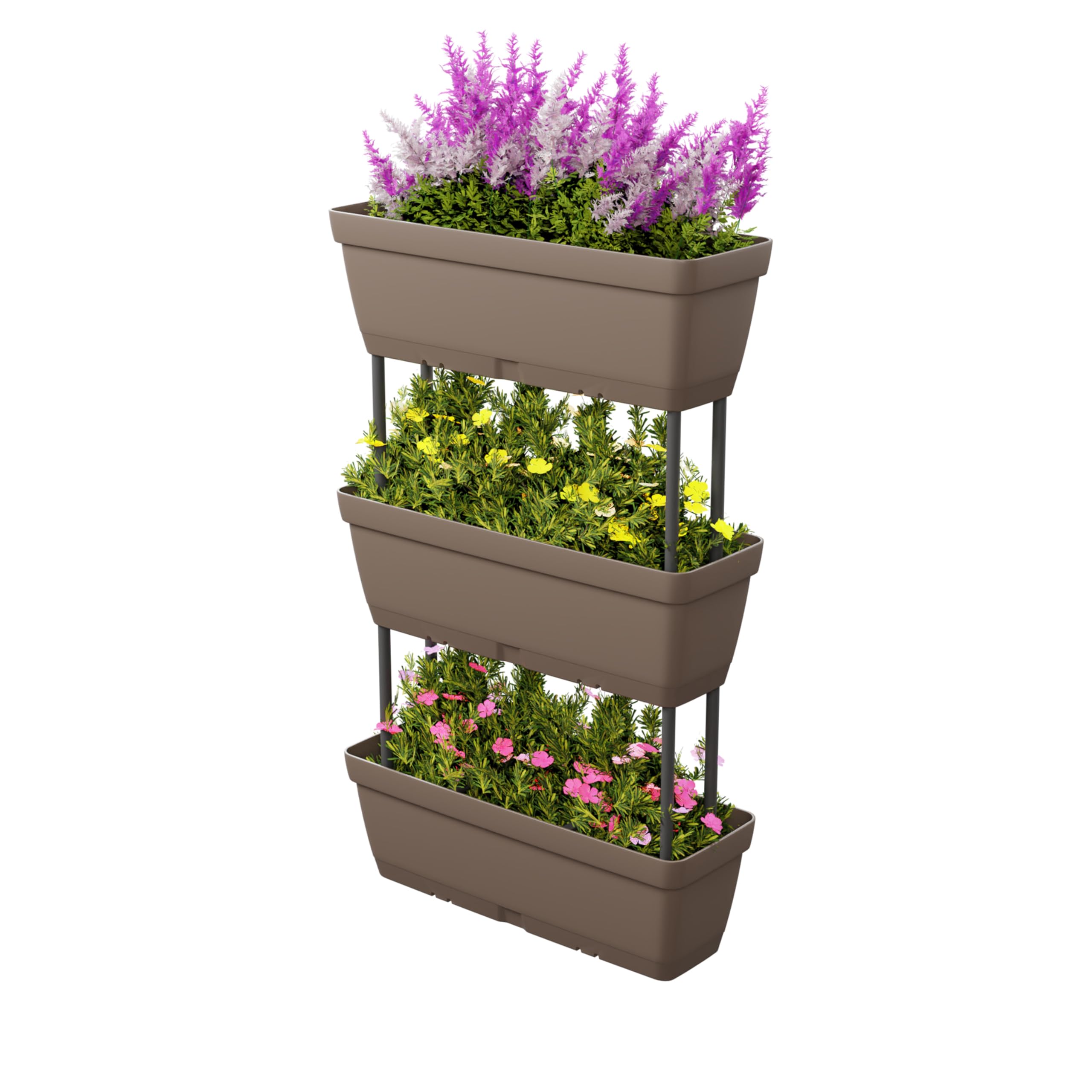 COSTWAY Cajas de Jardinería de 6 Piezas, Jardín Vertical Elevado, Diseño Bricolaje, Torre de Plantación para Vegetales Hierbas Flores, Macetas Jardinera en para Patio Jardín Balcón (Gris)