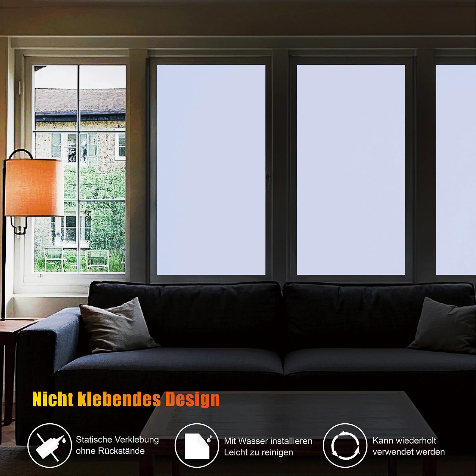 Engrosar Película de sombreado de Vidrio Vinilos para Ventanas Blanco Película para Ventana 100% Opaco Sombreado Decorativa Cristal Anti-UV Adecuada para Baño, Dormitorio 60 x 400 cm