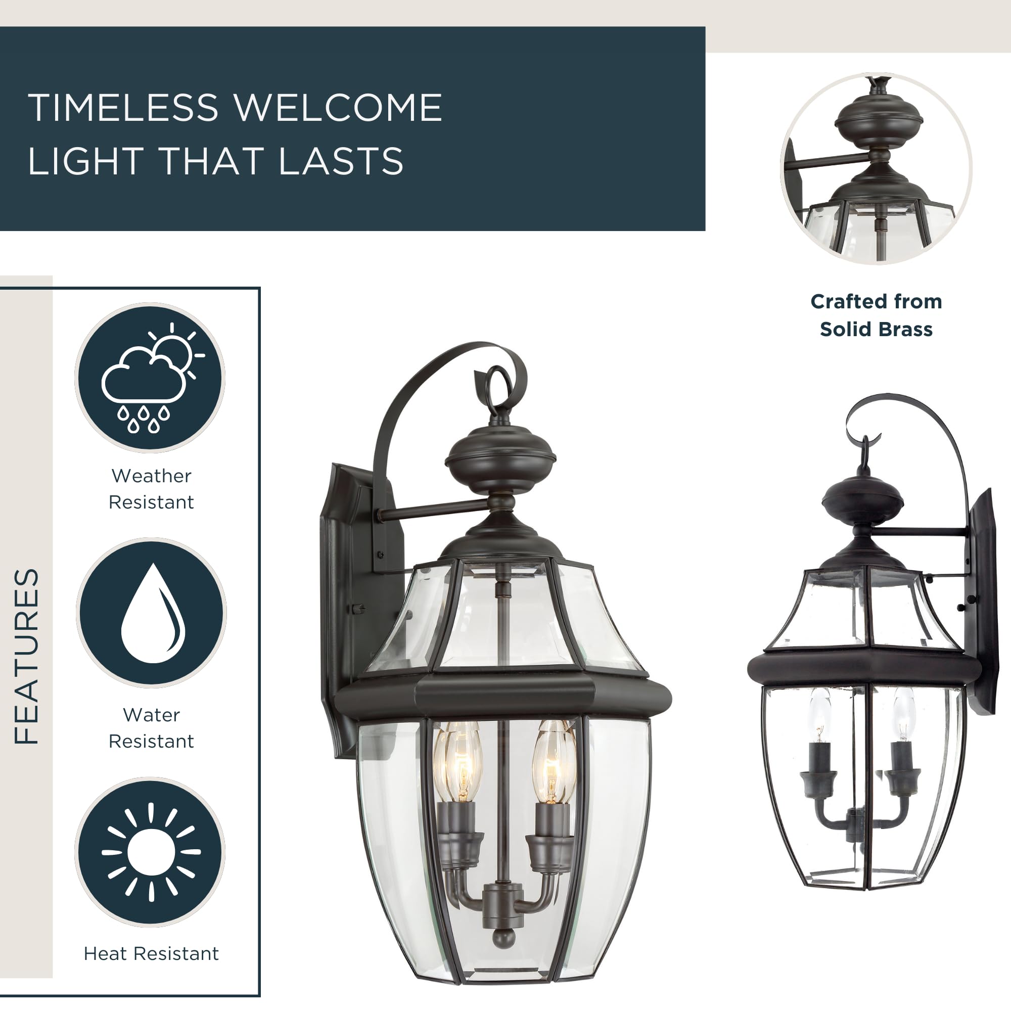 Quoizel Newbury Outdoor Wall Lantern, 20 Inch 2-Light Medici