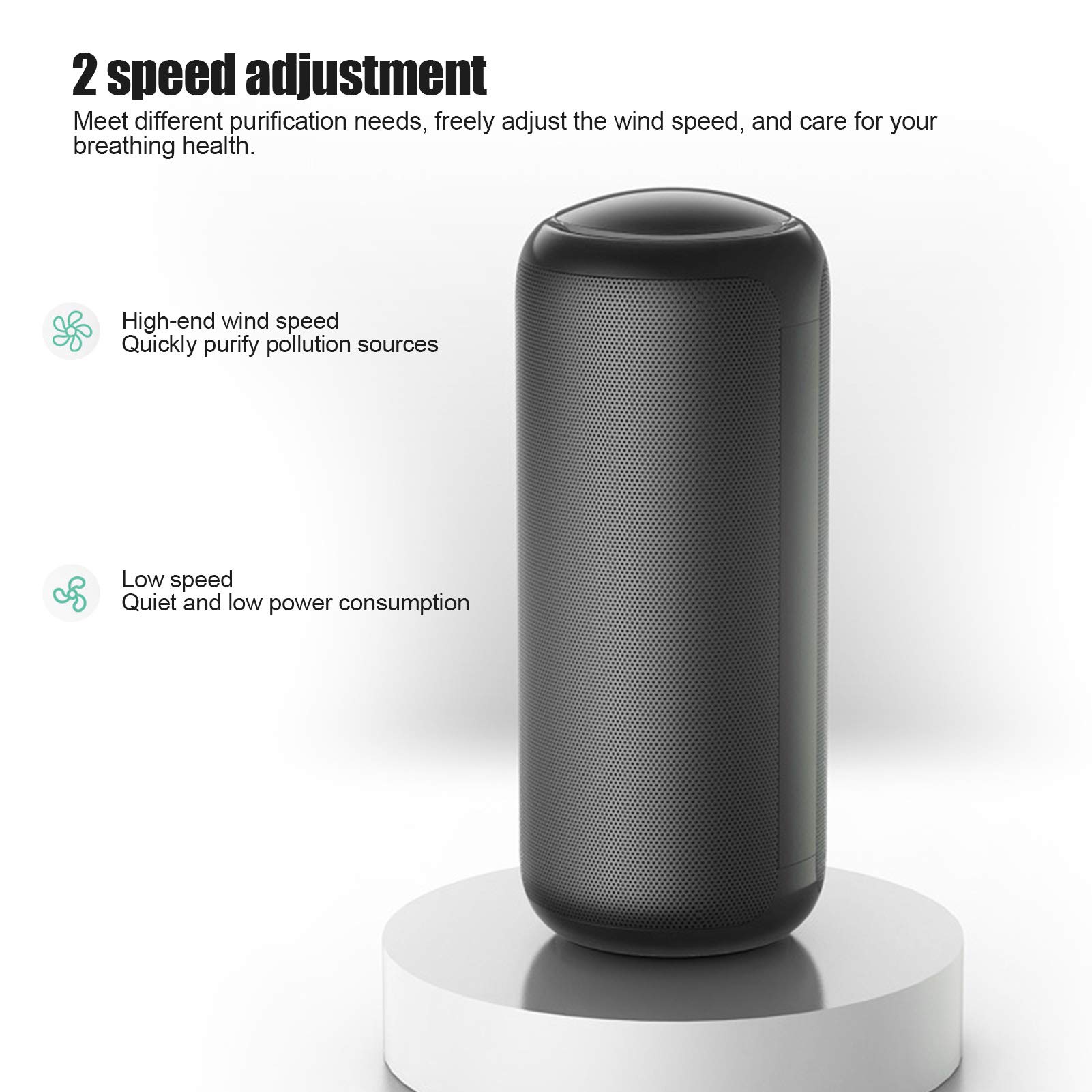 Brrnoo Purificatore D'aria con Controllo Touch, Design del Condotto Verticale con Filtrazione a Circolazione a 360 Gradi, per Auto e Aromaterapia