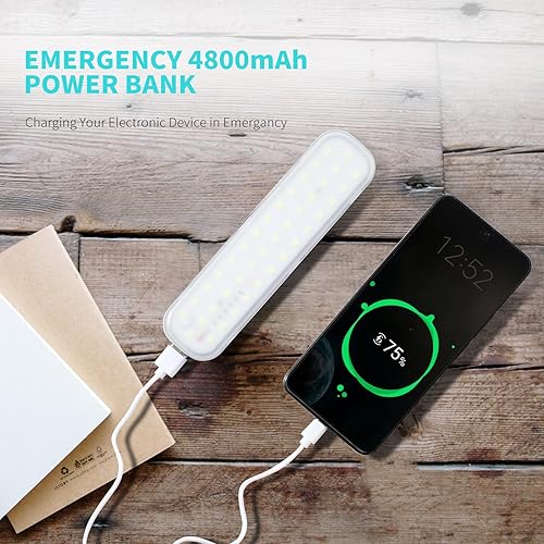 Miniatura 5 de Linterna solar recargable para campamento, 2000 lúmenes, 4 modos de luz, carga solar y USB (blanco)