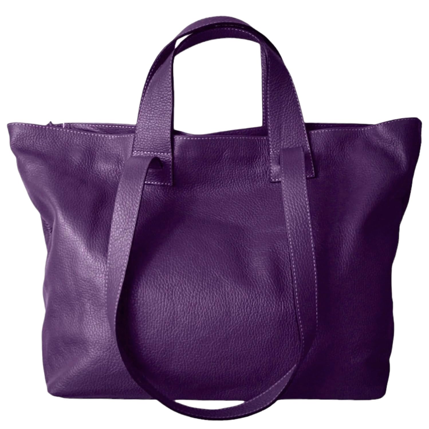 Bolso de piel - Bolso bandolera bolso de mano de doble uso, piel suave Made in Italy, violeta