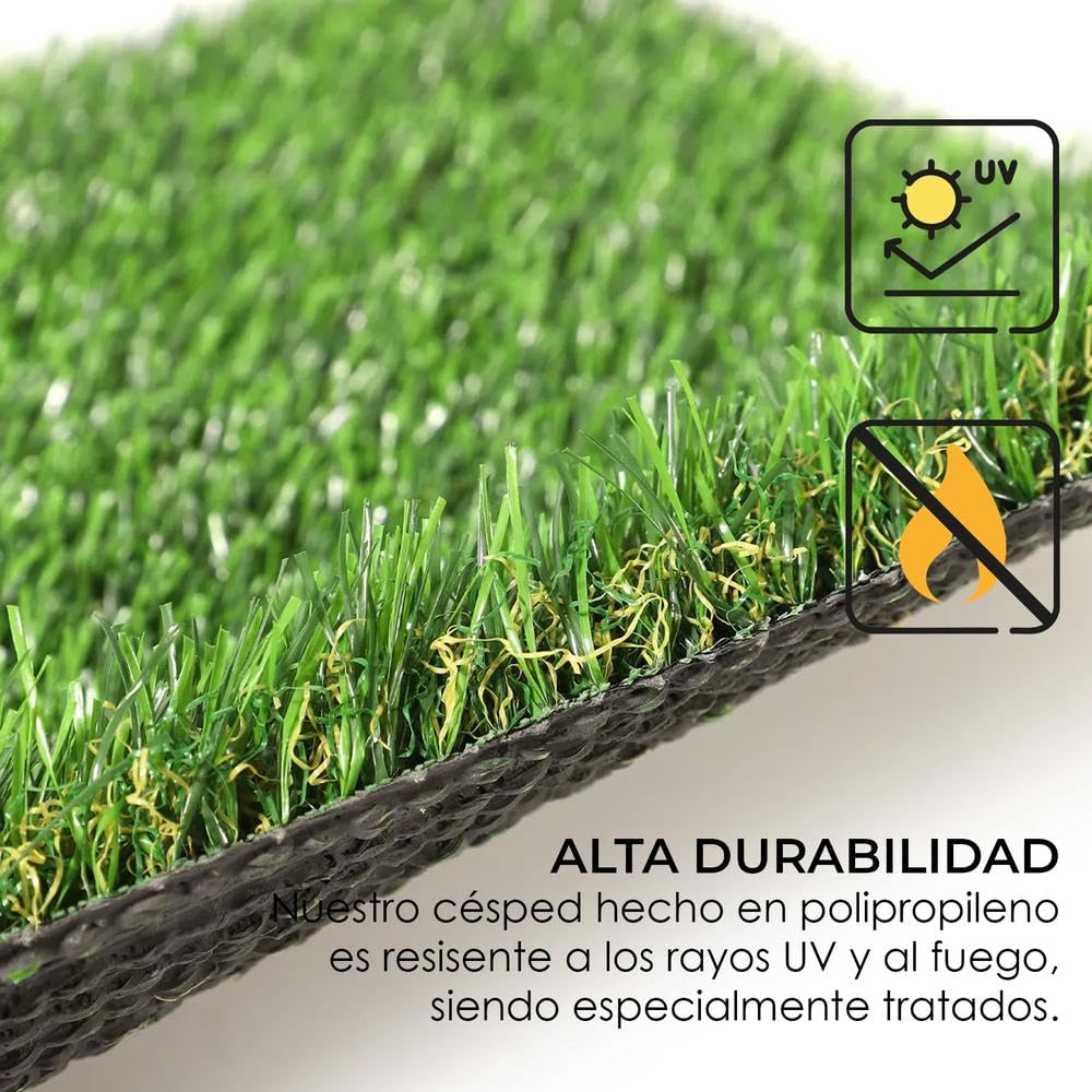 YOEVU - Césped Artificial 1X25 Metros, 20mm | Realismo Natural y Alta Densidad | Resistente a UV y Clima | Fácil Instalación y Sin Mantenimiento | Seguro para Niños y Mascotas, Verde