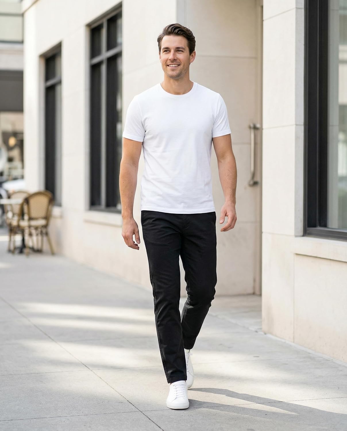 Plaid&Plain Men’s Slim Fit Khaki Pants Men’s Tapered Chino Pants