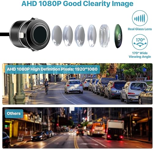Miniatura 2 de AHD 1080P Cámara de respaldo, cámara universal de visión trasera para autos, camionetas, SUV, RVs, Vans TTXSCAM-E01, funciona con monitores