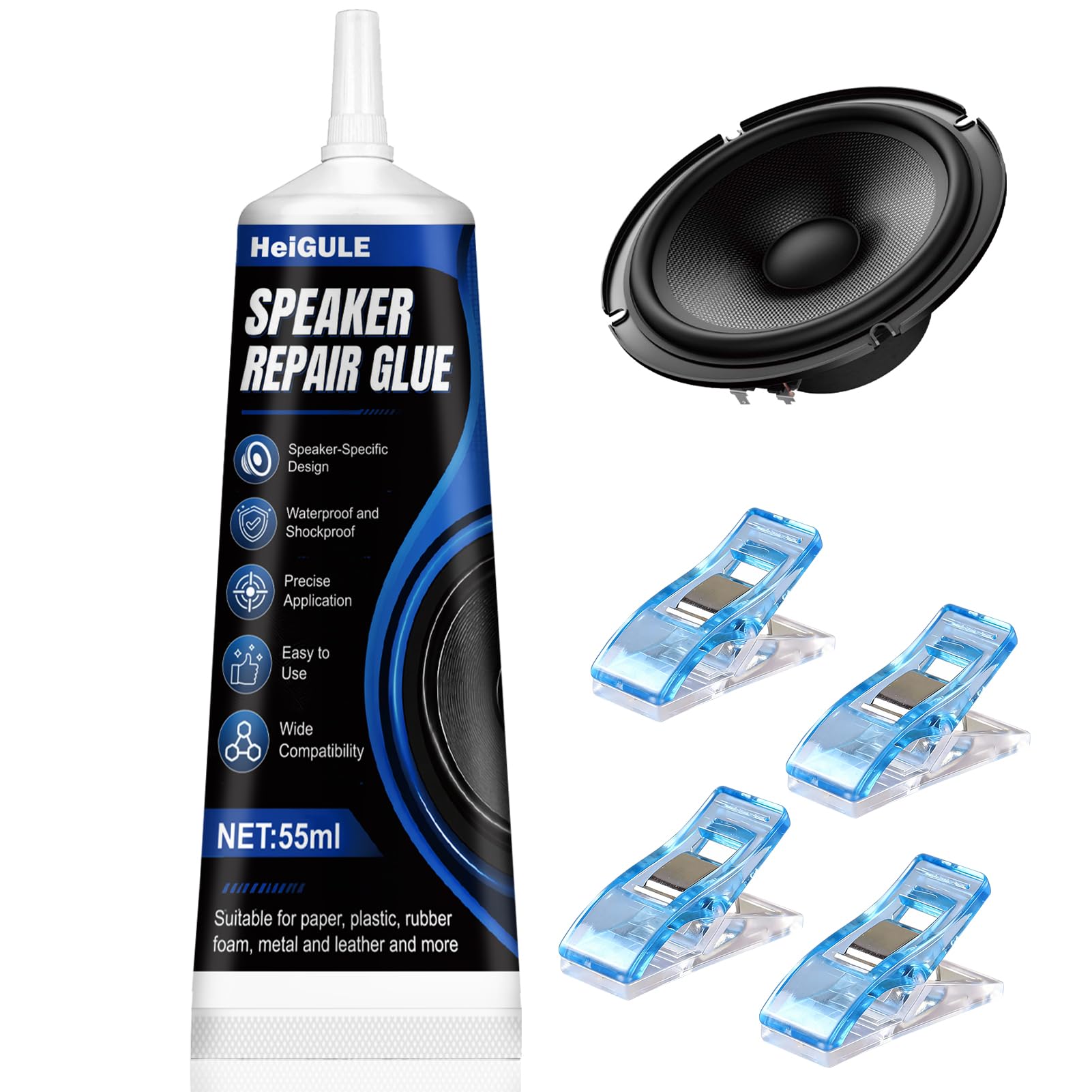 Speaker Repair Kit, Waterproof Shockproof with Solid Spacer Ring