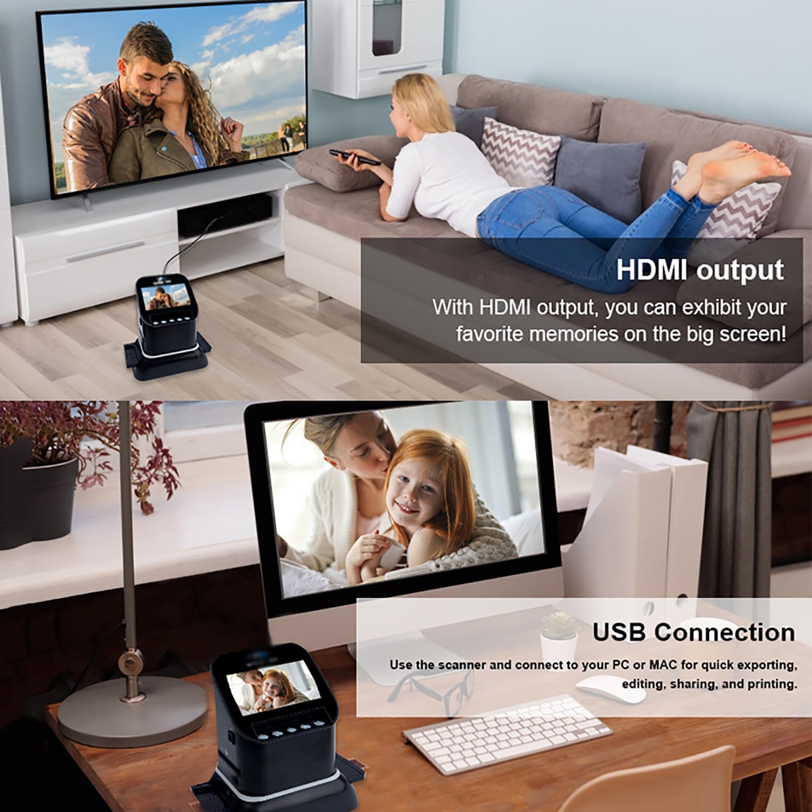 Scanner per Negativi per Diapositive, Scanner per Pellicole Digitali da 22 Megapixel, Supporto HDMI E Uscita PC, Conversione di Negativi E Diapositive da 135/35 Mm, 120,127, 126KPK in JPEG