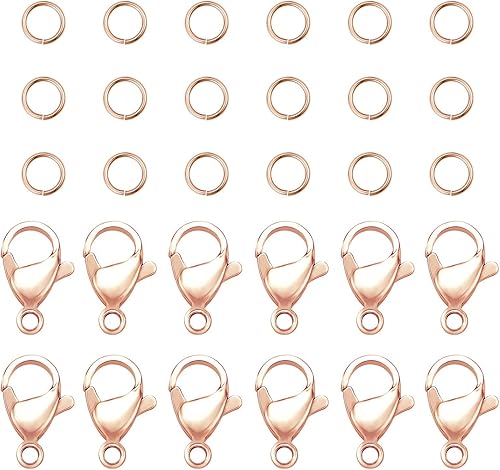 Miniatura 7 de PandaHall - 300 anillos de salto de acero inoxidable 304 de calibre 20 de 0.197 in con 100 cierres de pinza de langosta para aretes, pulseras,