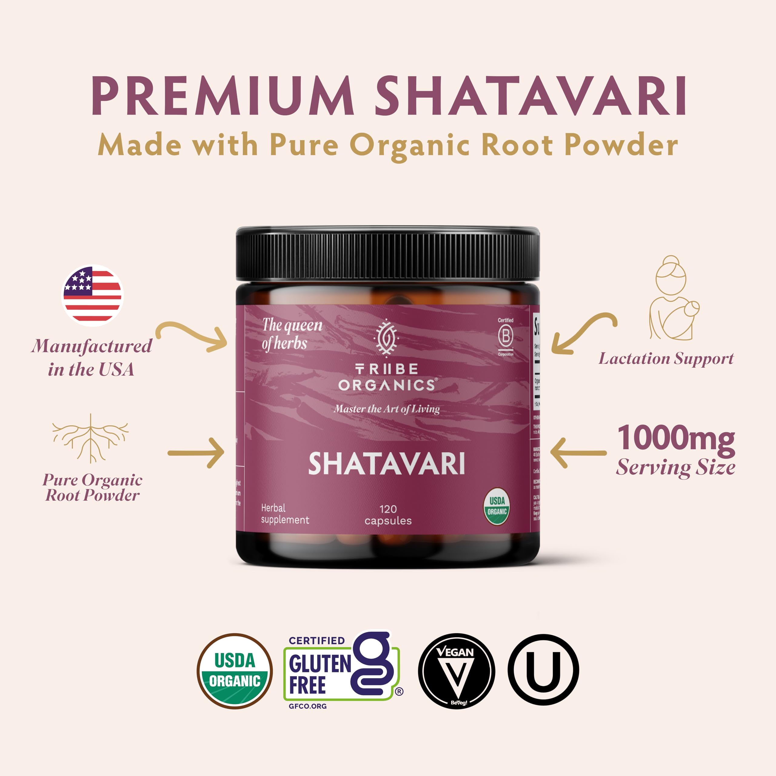 TRIBE ORGANICS Shatavari Capsules for Women - Lactation Support, 120ct — Amazon image 2