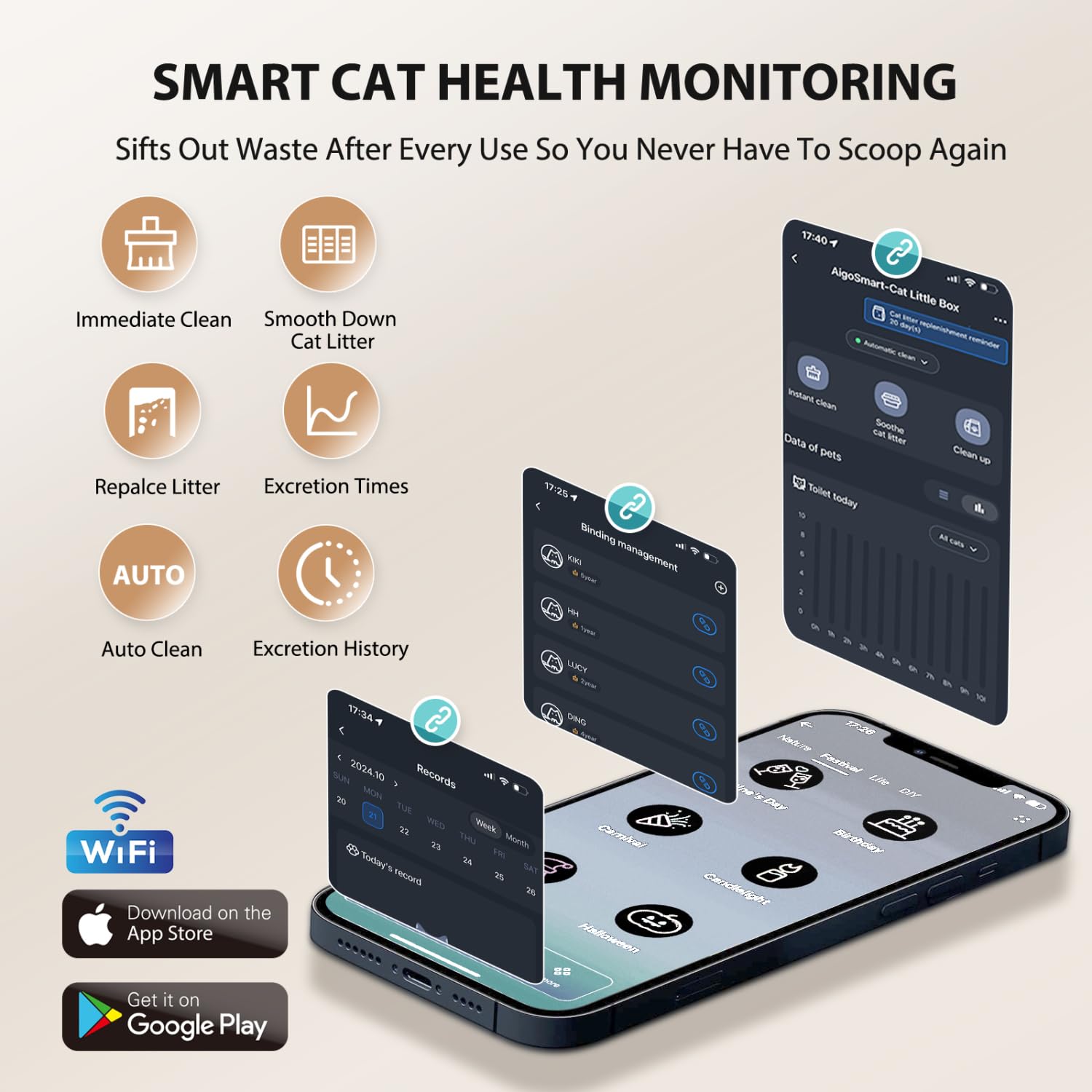 Nobleza - Arenero Autolimpiable Inteligente para Gatos con App - SL01, 80L Capacidad, Ideal para Varios Gatos, Incluye 2 Rollos de Bolsas de Basura, Inodoro Automático para Mascotas