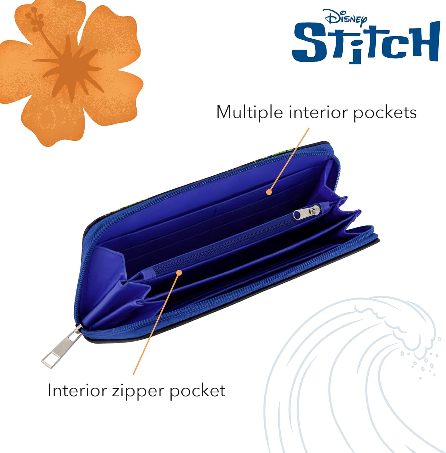 Concept One Disney Lilo and Stitch Wallet with Zipper, Zip Around Wallet Clutch - Image 4