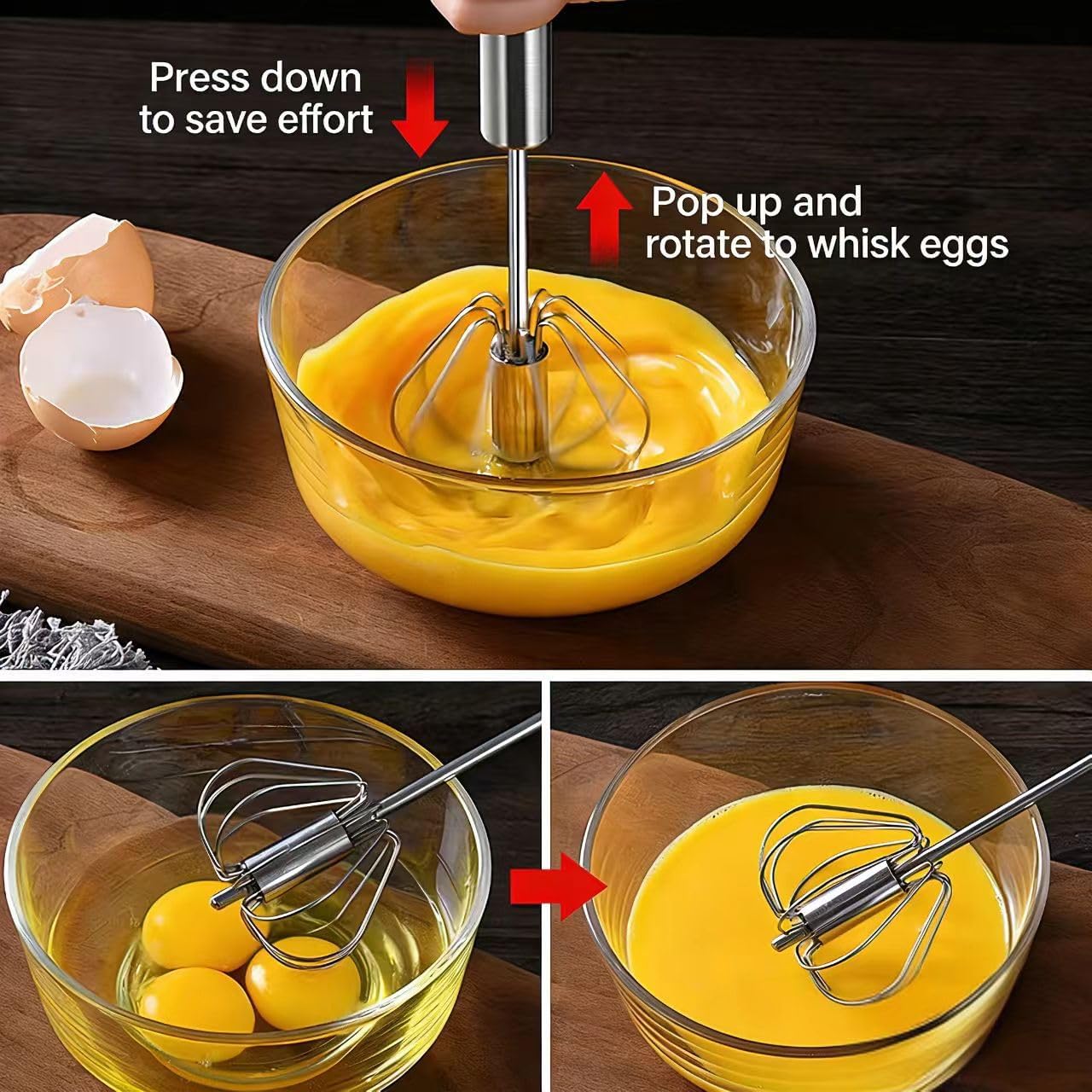 3 Packs Stainless Steel Whisk Set,Whisks for Cooking Non Scratch