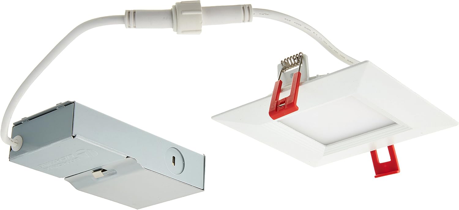Lithonia Lighting WF4 SQ B LED 30K MW M6 Ultra-Thin Square LED Recessed Ceiling Light, 3000K | Bright White, Matte White