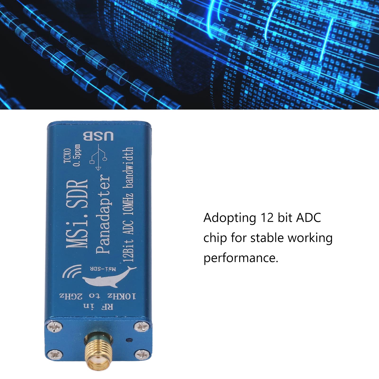 SDR-Funkempfänger, MSI 10-kHz-2-GHz-Signalempfangsmodul-Kit 12-Bit-ADC-Chip Softwaredefinierte elektronische Komponente für SDRuno HDSDR SDR-Konsole