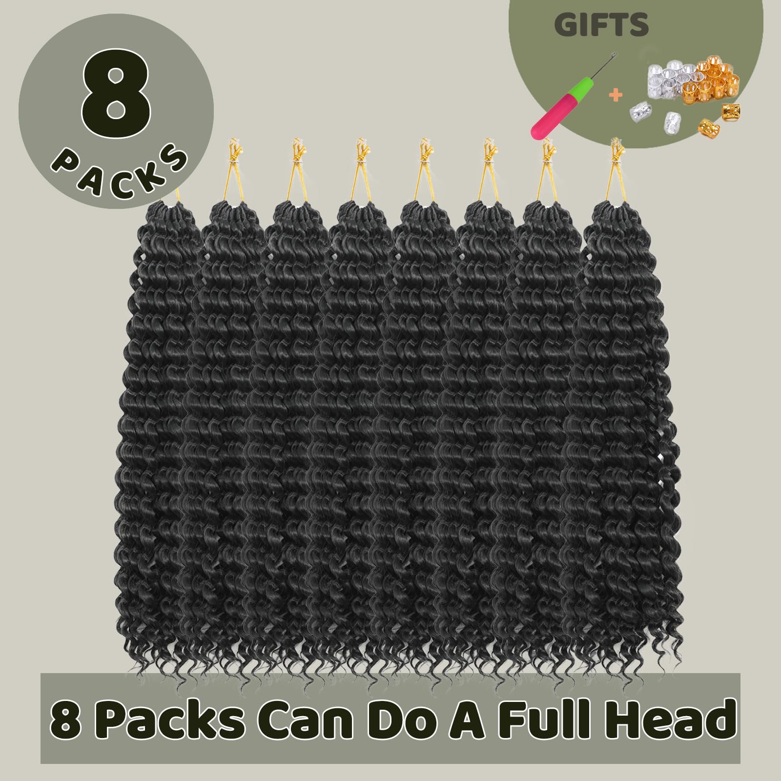 FANWYFYU 8Packs GoGo Curl Crochet Hair 22 Inch Long Wave Curly Crochet Hair for Women Passion Twist Crochet Hairs Curl Water Wave Deep Twist Crochet Braids Synthetic Braiding Hair Extensions (1B) - Image 4