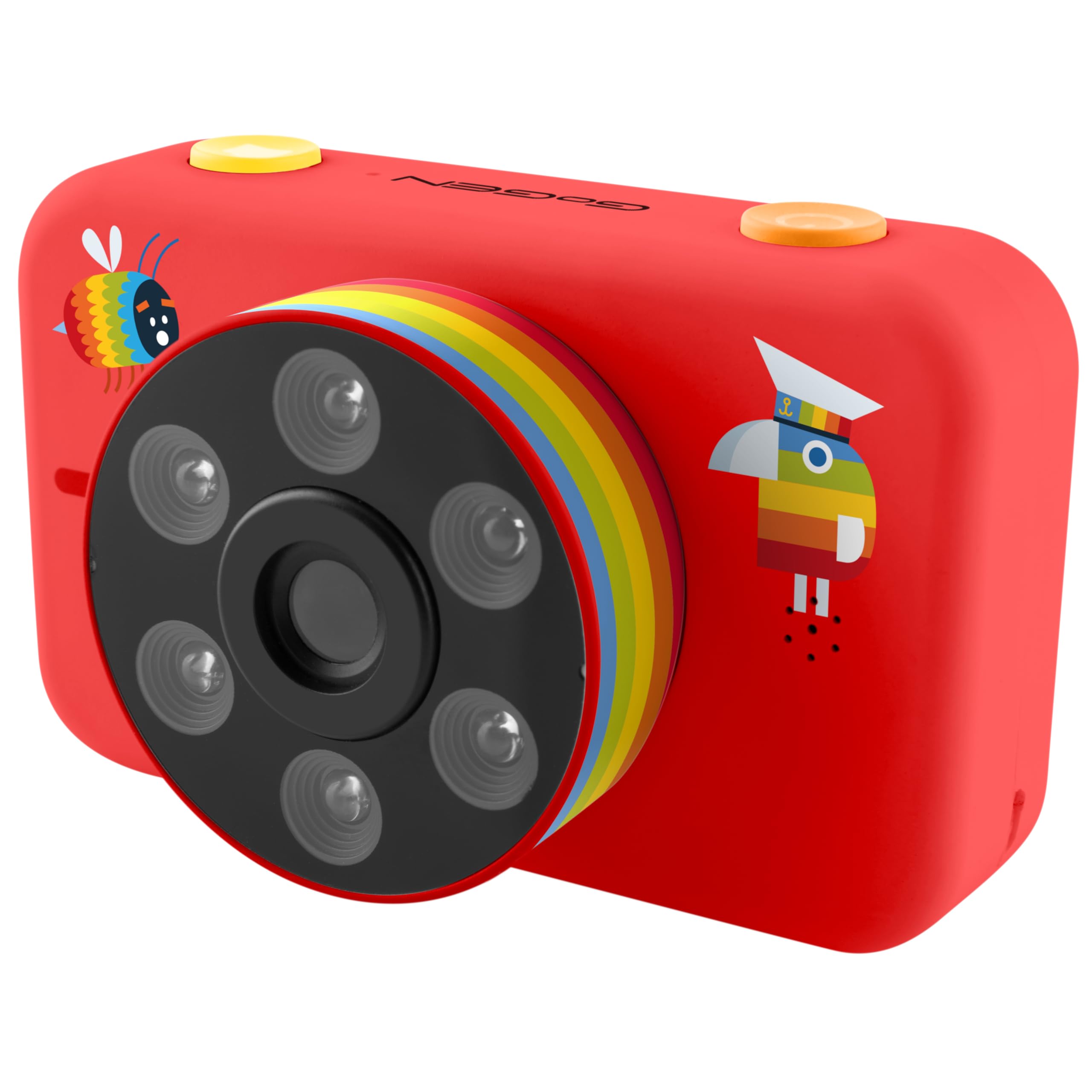 GOGEN DECKO Aparat dla dzieci, aparat cyfrowy dla dzieci, aparat do selfie, zdjęcia i wideo HD, efekty fotograficzne, karta micro SD 32 GB, LED, akumulator Lion, nadaje się dla dzieci od 3 lat,