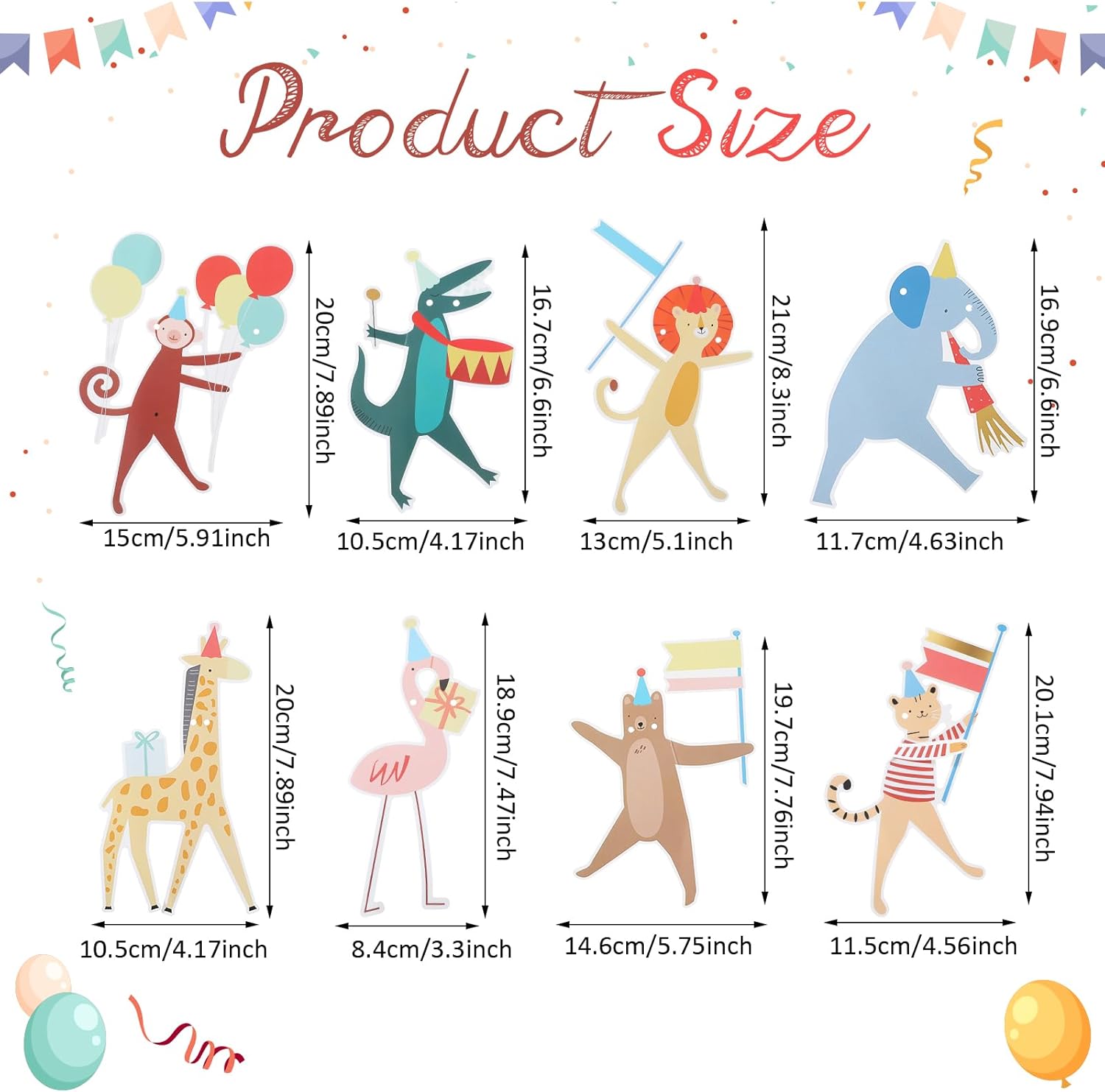 Fullhawl Animal Parade Party Banner with 12 Pcs Colorful Pennant Banner Flag, 10' Strand Including Excess Cord Animal Birthday Party Hanging Garland Decorations Baby Showers Supplies