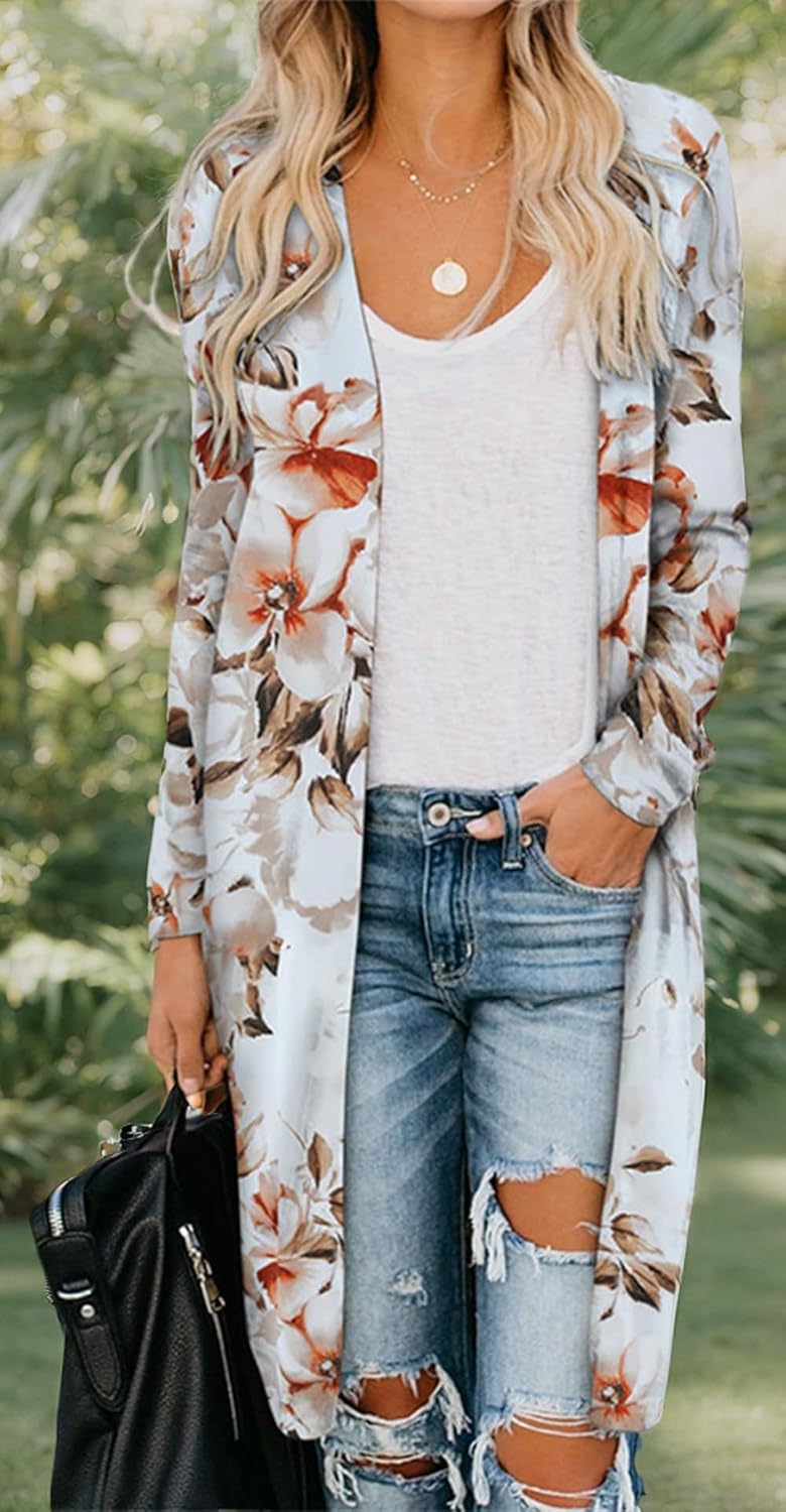 Womens Leopard Print Cardigan Lightweight Long Sleeve Open Front Fall Cardigans S-XXL - Image 2