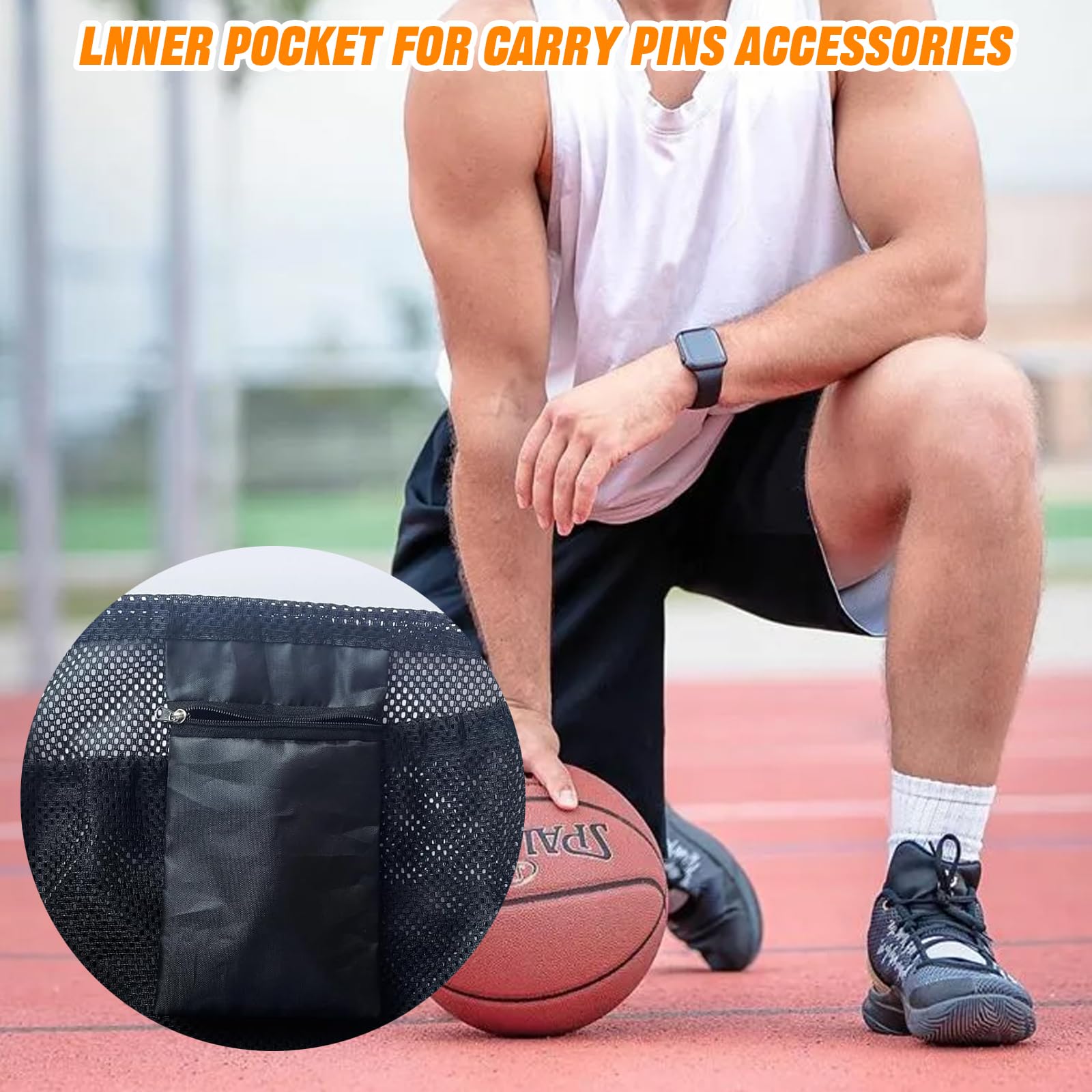 Sac à Dos Filet Portable pour Ballons - Rangement pour Basket-ball, Football, Tennis - Pour Enfants et Adultes