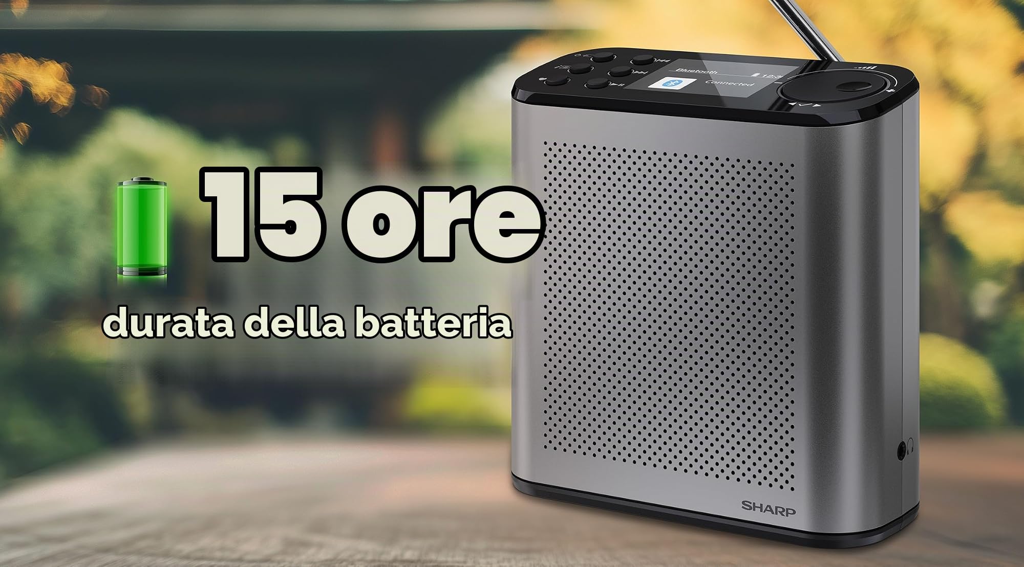 SHARP DR-P530 OSAKA Radio digitale portatile, Grigio tempesta | Radio DAB+/FM, Bluetooth 5.3, BestTune™, display a colori 2,4", batteria Li-Ion e USB-C