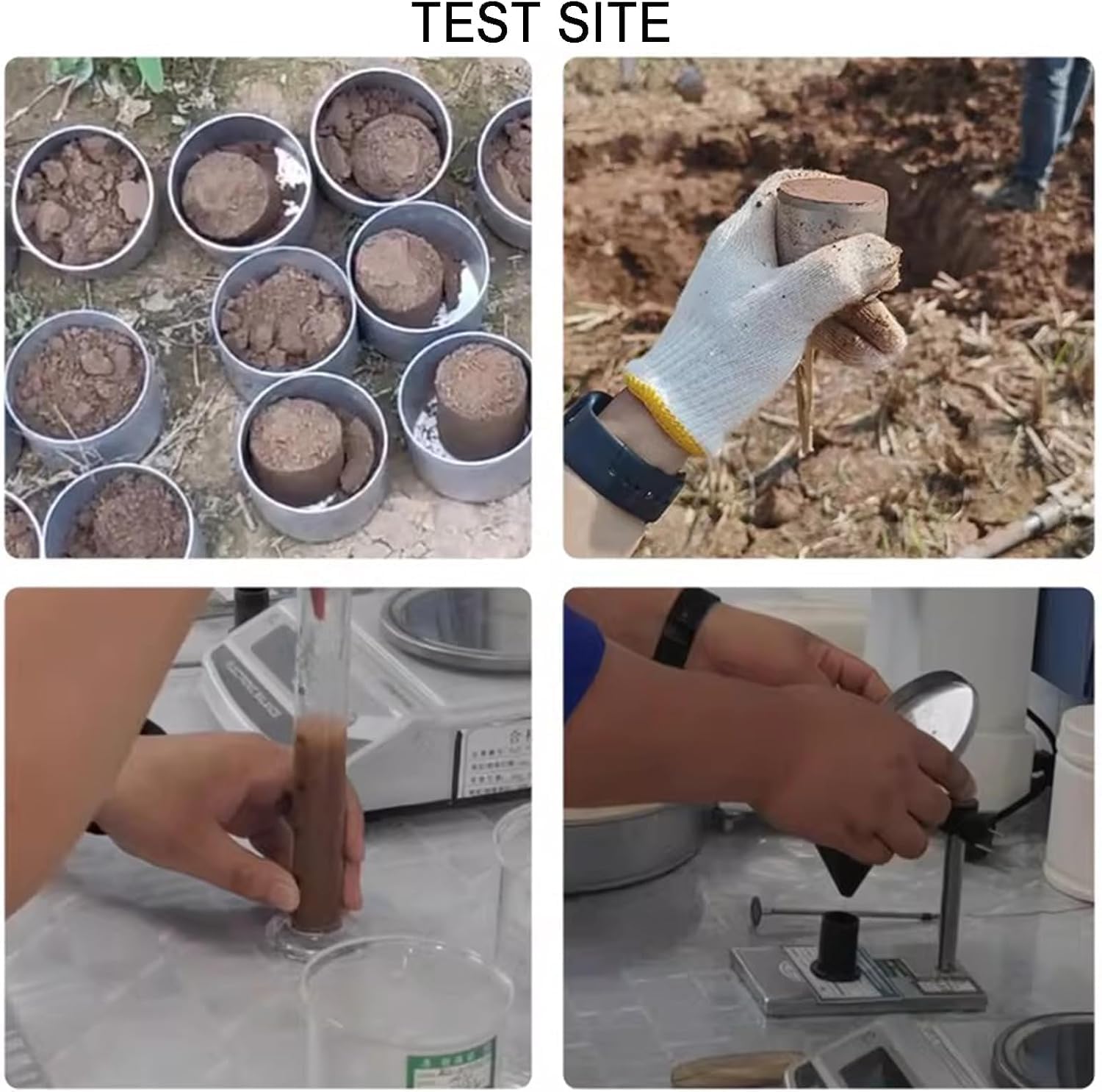 Probador de tasa de hinchazón del suelo con taza de medición de latón, aparato de prueba de expansión de suelo desmontable para aplicaciones de laboratorio y análisis geotécnico del suelo, herramienta