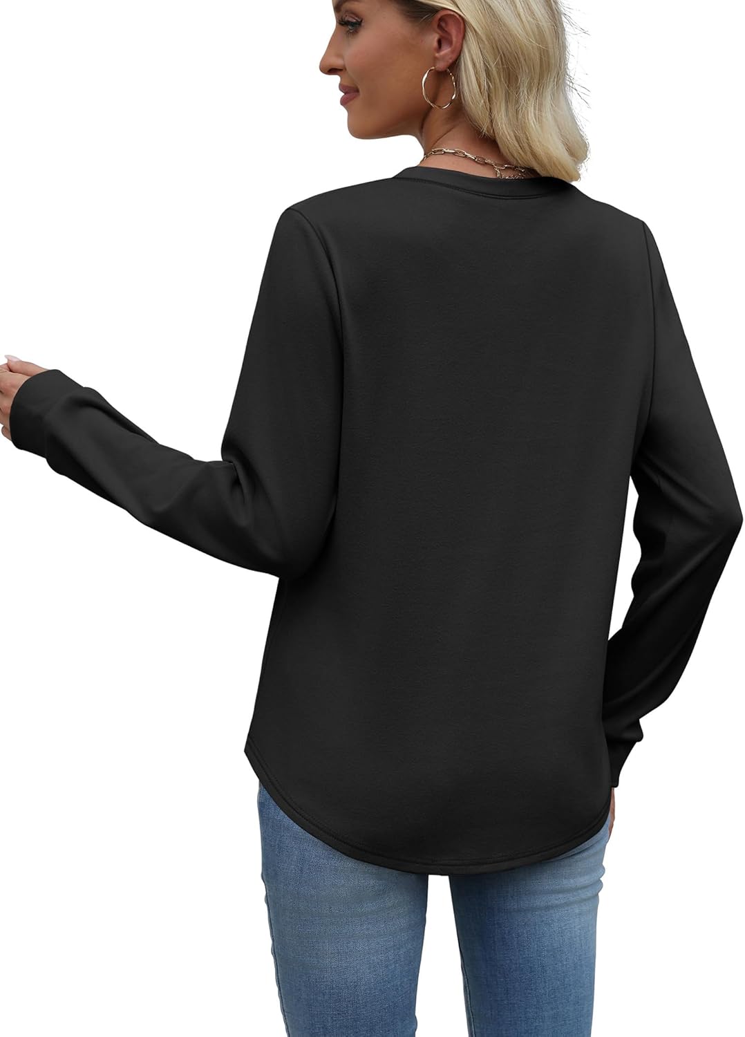 WIHOLL Sweatshirt for Women Crewneck Long Sleeve Shirts Curved Hem Lightweight Sweaters Fall Clothes 2025 - Image 6