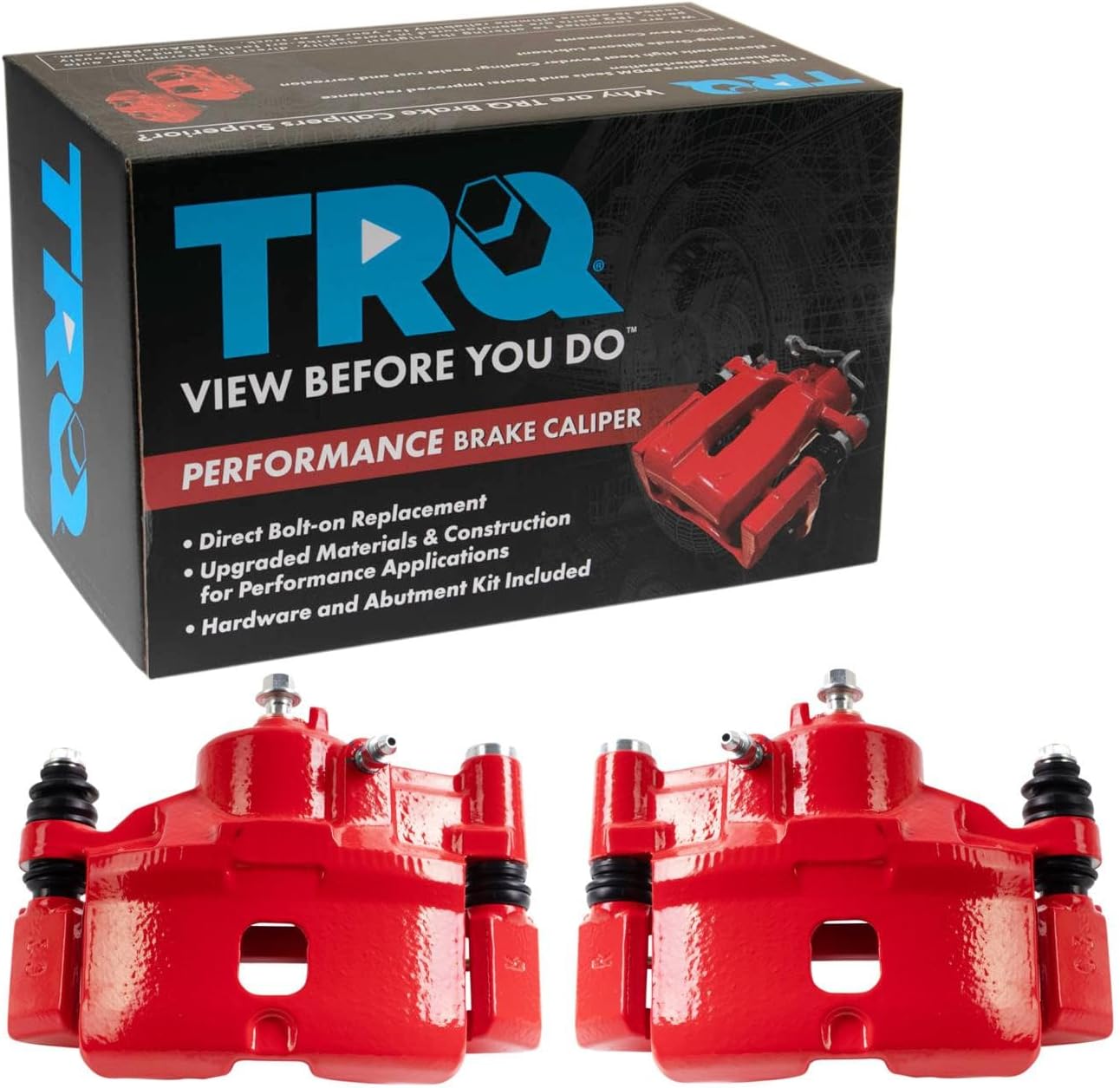 TRQ Front Brake Caliper Set Painted Red Brackets Compatible with 1990-2000 Honda Civic 1993-1997 Civic del Sol 1990-1991 CRX