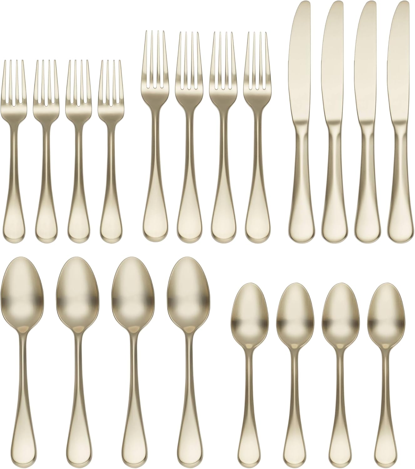 Cambridge 510320CPG12DS Eloquence Champagne Satin 20-Piece Flatware Set