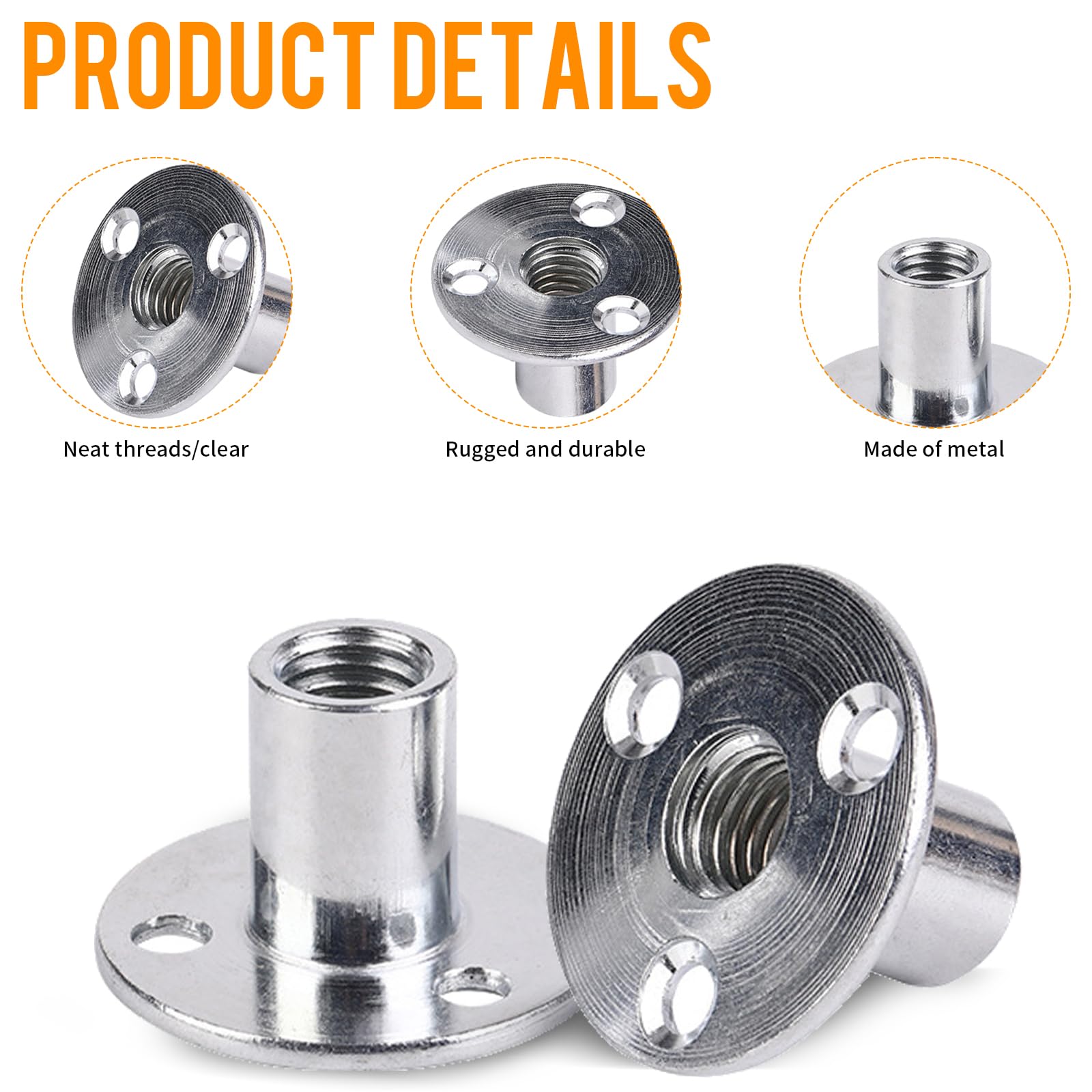 20 Pezzi Dado Flangiato M8, Dado a T con Foro Dadi a 3 Fori Dados Vite a 3 Fori Scanalatura a T Foro per Il Fissaggio di Mobili Collegamento (M8 X 37 X 2,5mm)