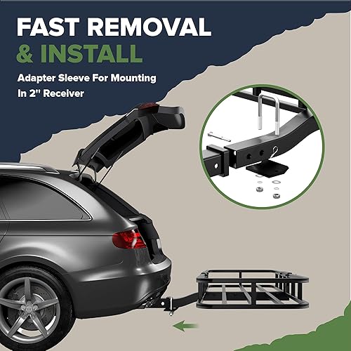 Miniatura 3 de ARKSEN Portaequipajes con enganche de 53 x 19 x 5 pulgadas, capacidad de 500 libras, cesta de equipaje receptora de 2 pulgadas para automóvil, SUV,