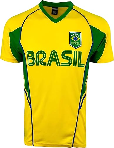 Miniatura 4 de Icon Sports Camiseta de fútbol brasileño de manga corta para niño, camiseta de fútbol de Brasil para niño