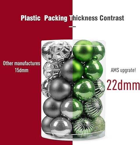 Miniatura 7 de AMS Mini adornos de bola de Navidad de 34 quilates, decoraciones de fiesta, inastillables, colgantes para decoración de árbol de Navidad (1.57