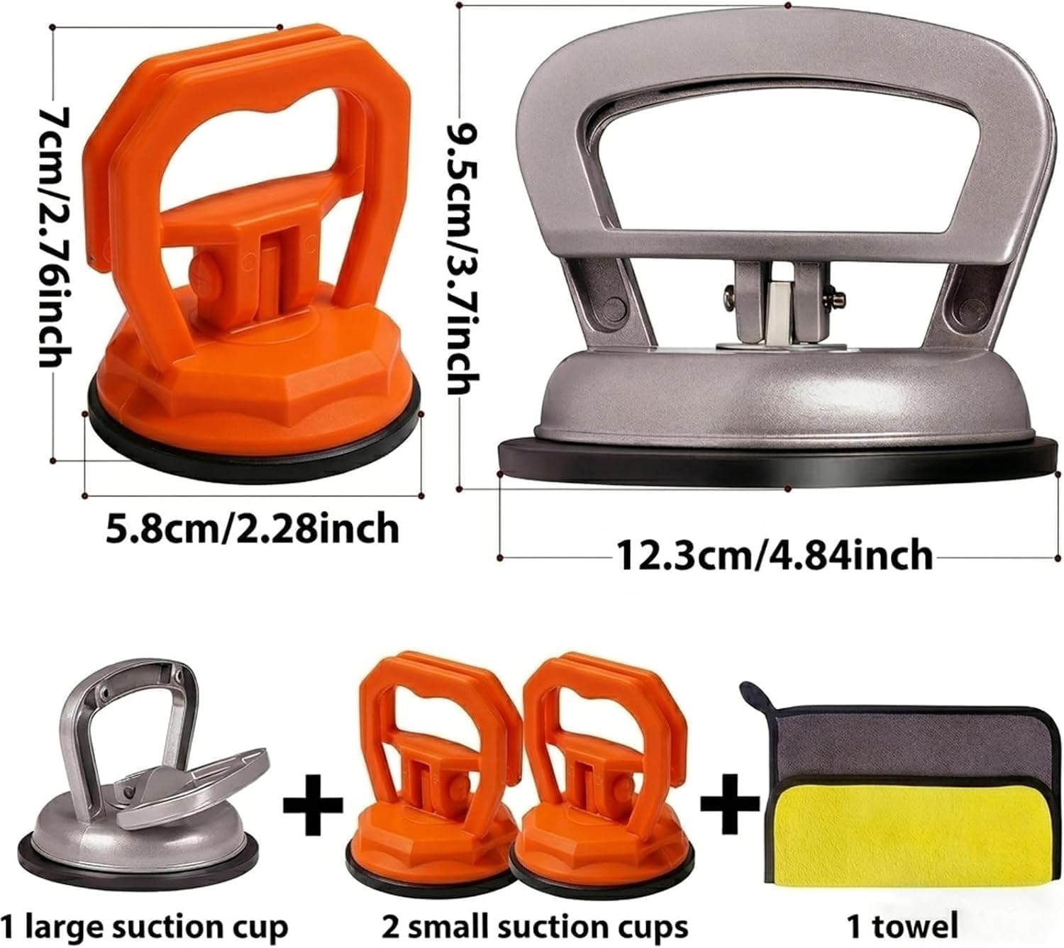 Aluminum Alloy Car Dent Puller Kit - 3 Pack Heavy Duty Suction Cup Tool, Dent Removal for Auto Body, Glass, Tile Lifting & Screen Removal