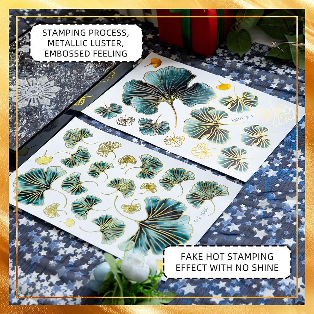3 Pezzi Adesivi Murali Design a Foglia di Ginkgo Decorazioni Parete Artistico e Fresco Adesivi Murali Creativo per Camere da Letto Soggiorni Pareti Porte Finestre