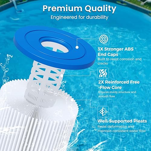 Miniatura 5 de Future Way Paquete de 6 cartuchos de filtro de piscina tipo H de repuesto para bomba de filtro Intex 330 GPH para piscinas sobre el suelo