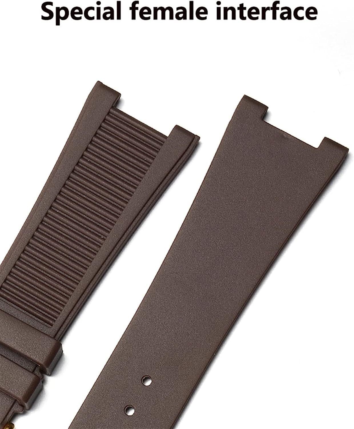 Correa de Silicona para Reloj 5711 5712g, Interfaz Especial, 25 mm x 13,0 mm (marrón, sin Hebilla, 25 mm x 13,0 mm)