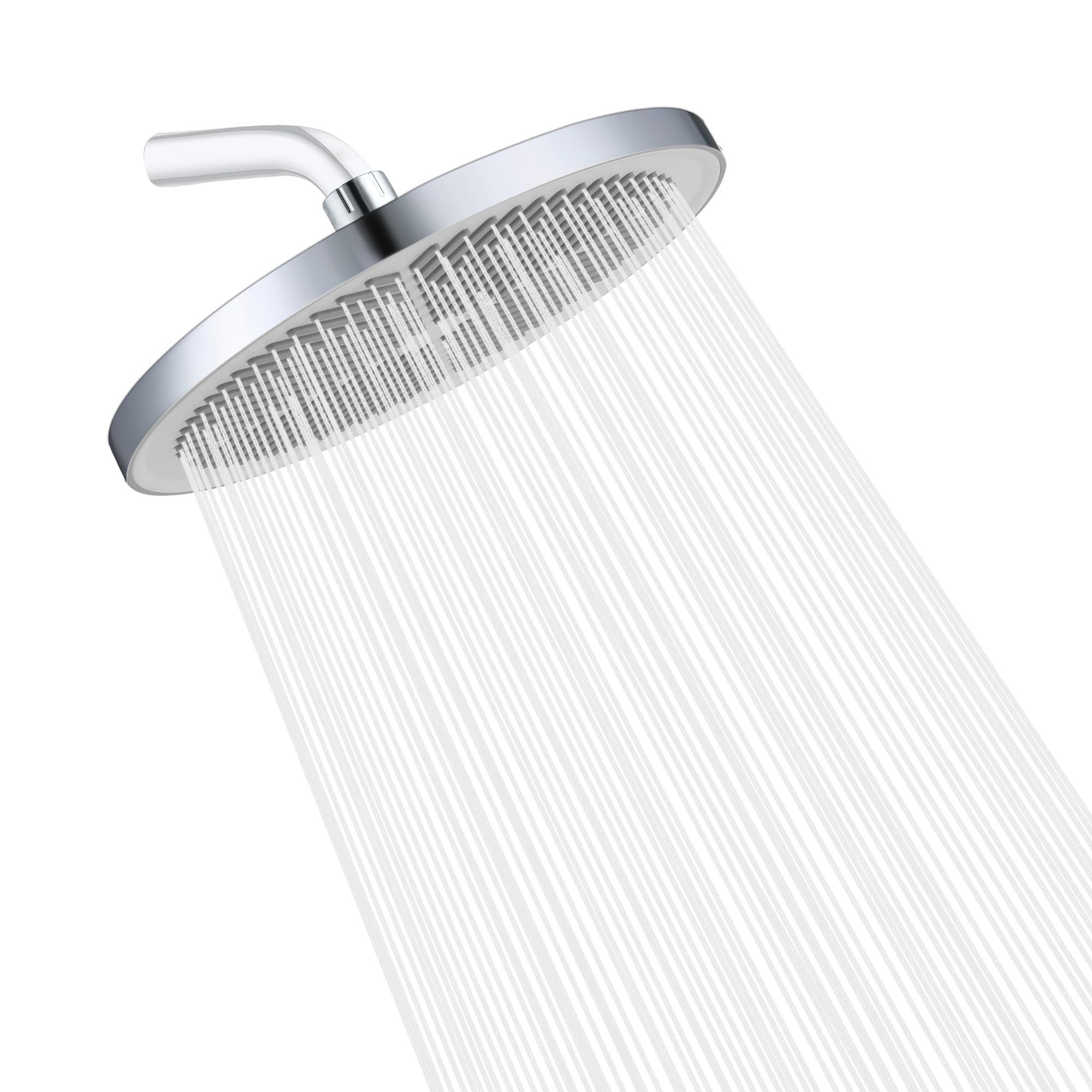 Rainfall Shower Head Fixed Showerhead 9.6-Inch Round Bathroom Rainhead Overhead Waterfall Shower Head with Adjustable Swivel Ball Joint
