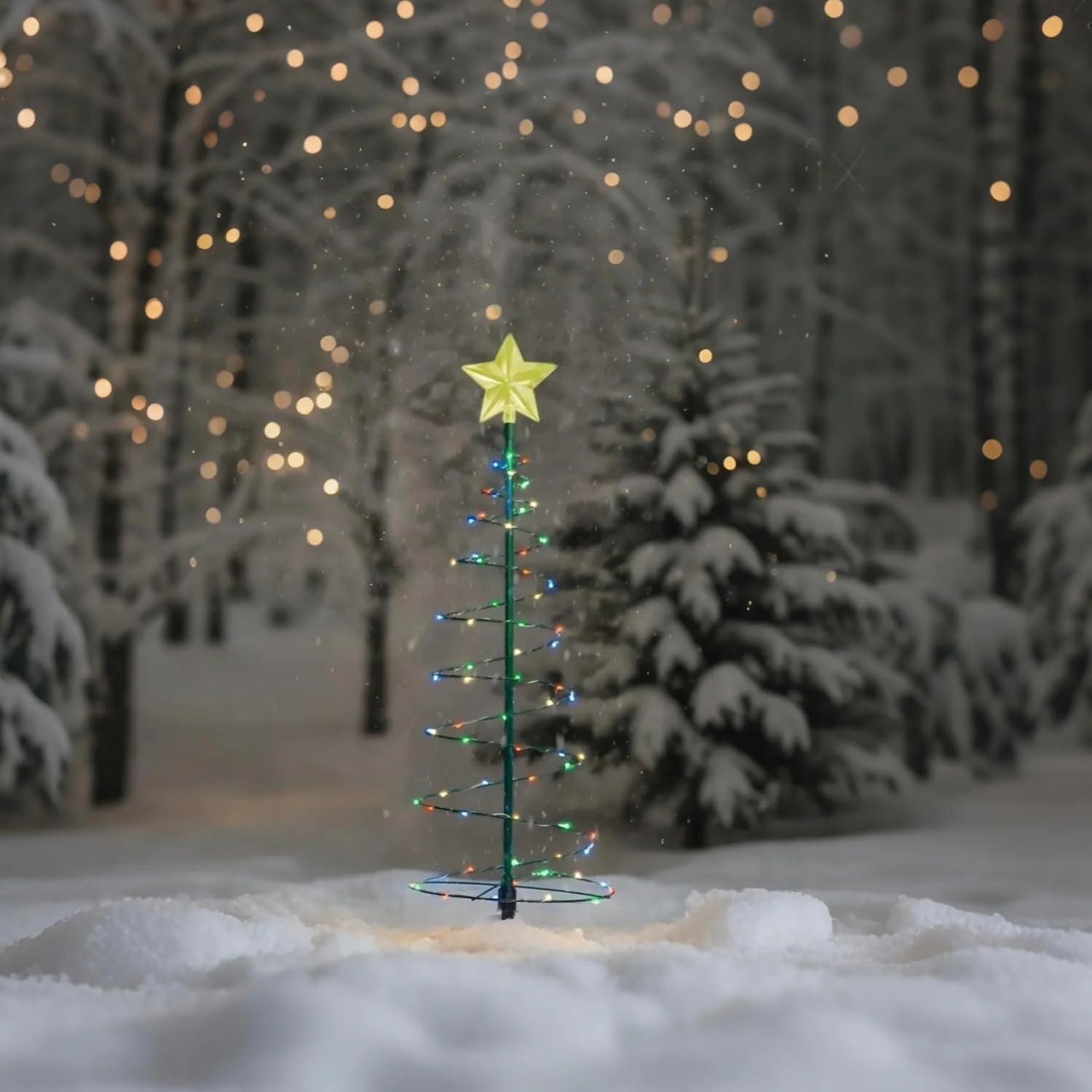 Solar Spiral Tree Lights，Solar Metal LED Christmas Tree Decoration Light, Christmas Decoration for Home Garden Lawn Patio Yard (Multicolor)