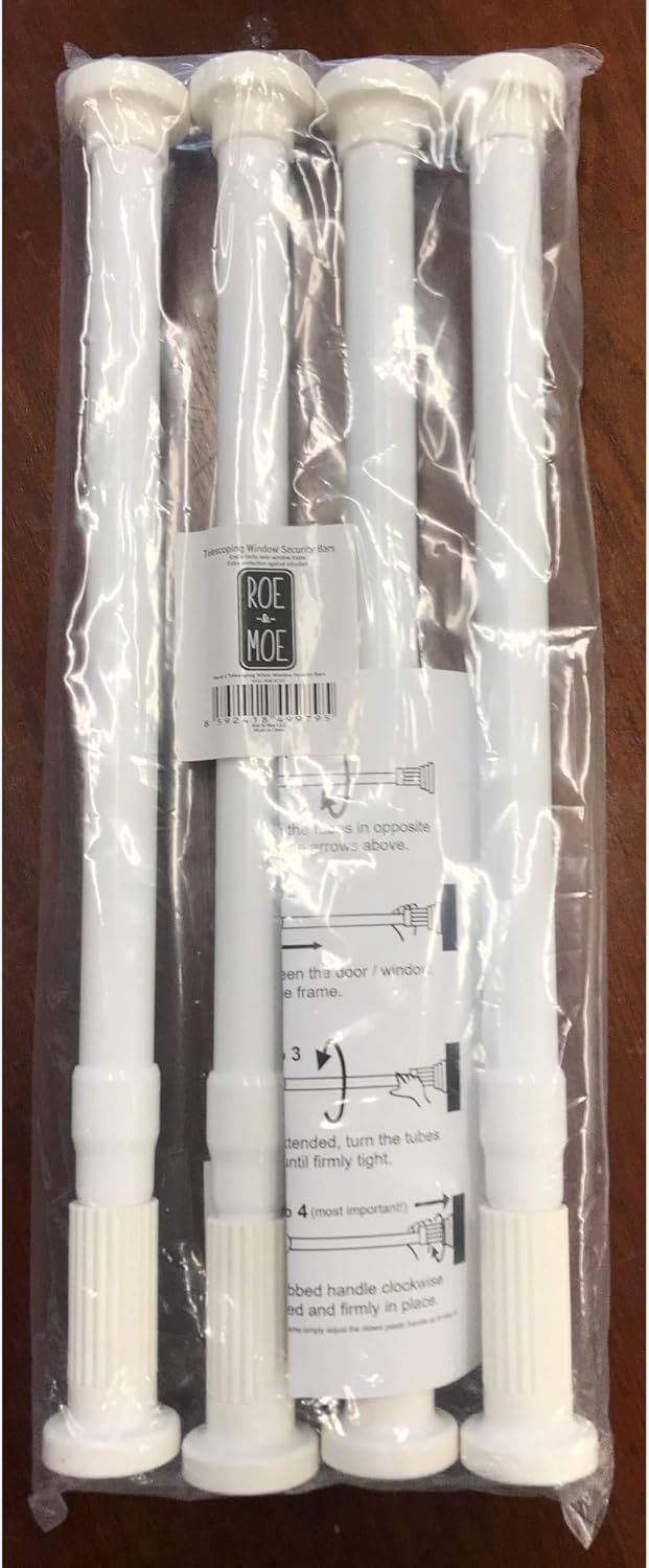 Roe & Moe Telescoping Window Security Guard Bars Prevent Forced Entry - extends from 17-27 inches (4-Pack)