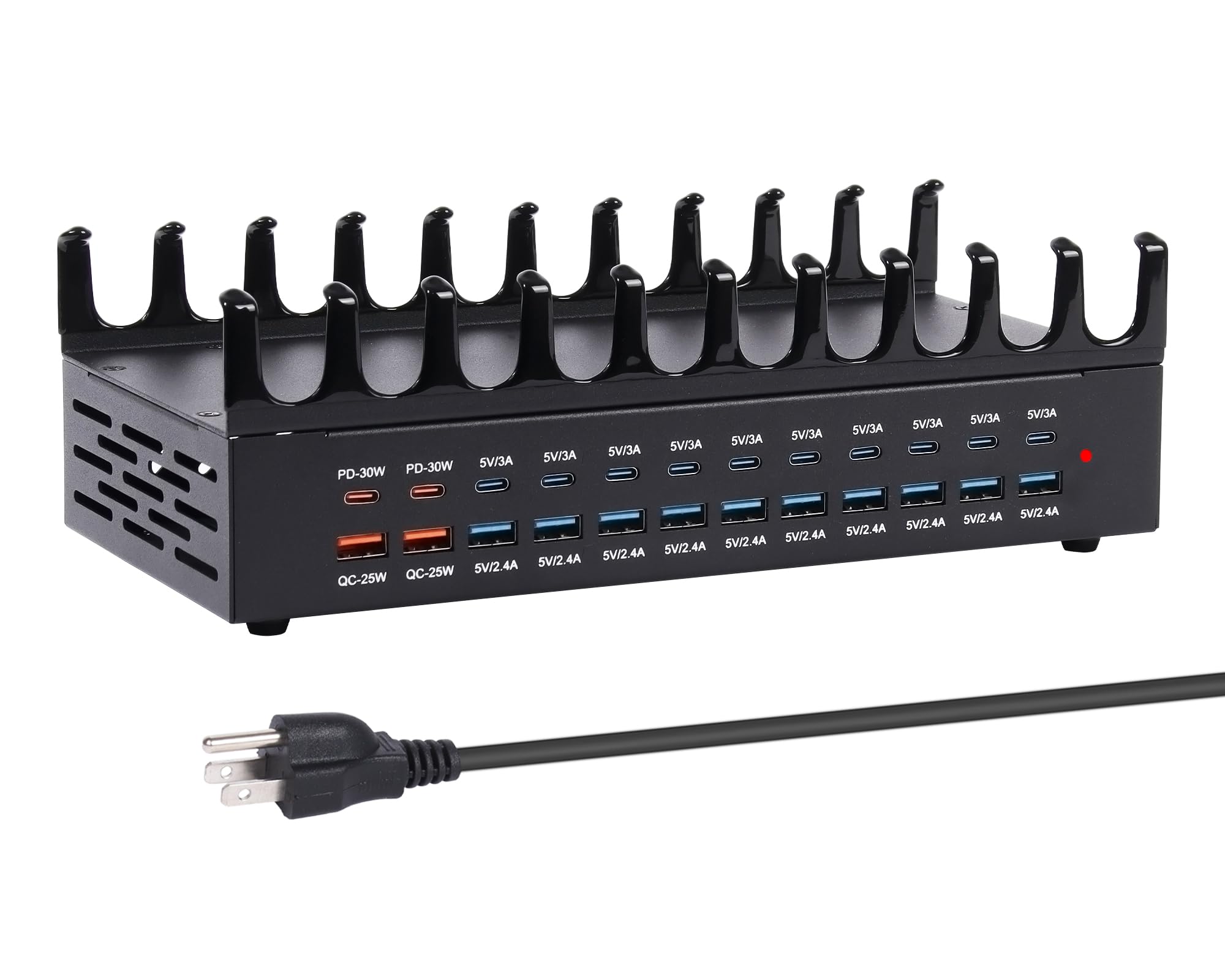 420W Charging Station for Multiple Devices - 24 Ports USB Fast Charging Station with 30W Power Delivery, Multi Charger Dock for Phone Tablet, Home, Office, School