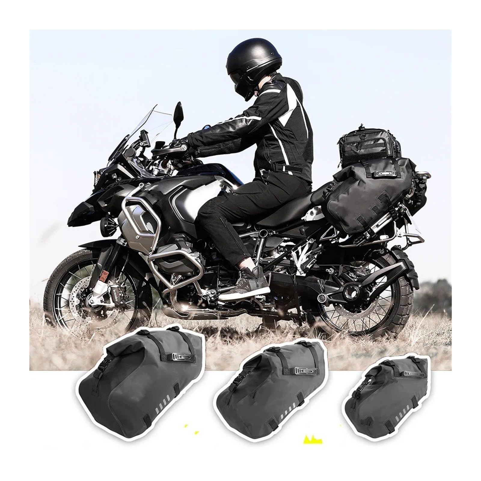 Multifunktional Motorradtasche wasserdichte 18L/28L/48L Große Links Rechts Doppelseite 2PCS Motor Pannier Motorradtasche(Black-18L(9L-2 pcs))