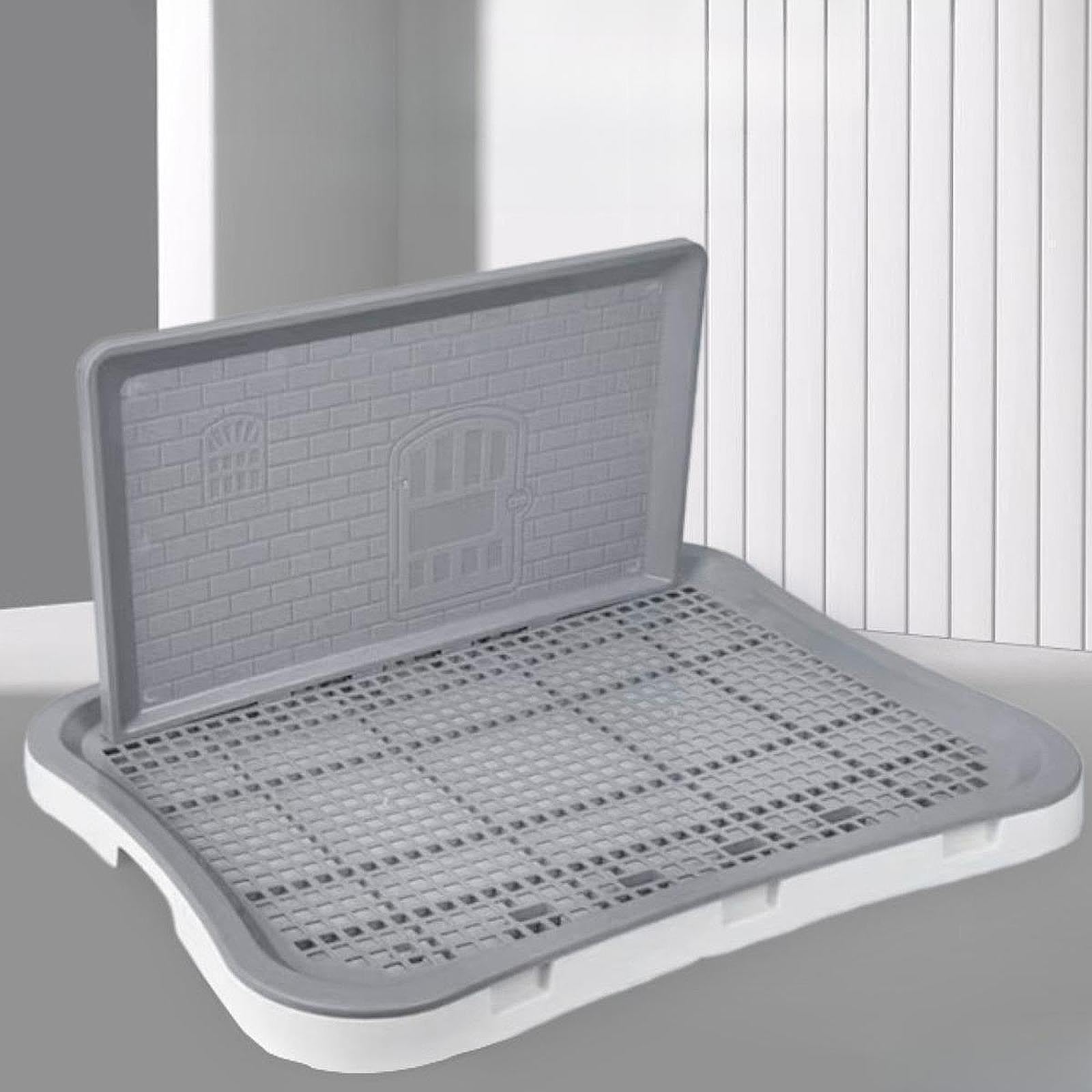 MYCENSE Indoor Dog Potty Tray Pet Training Toilet Lattice Keep Paws and Floors Clean Dog for Small and Medium Dogs Bunny, White Gray